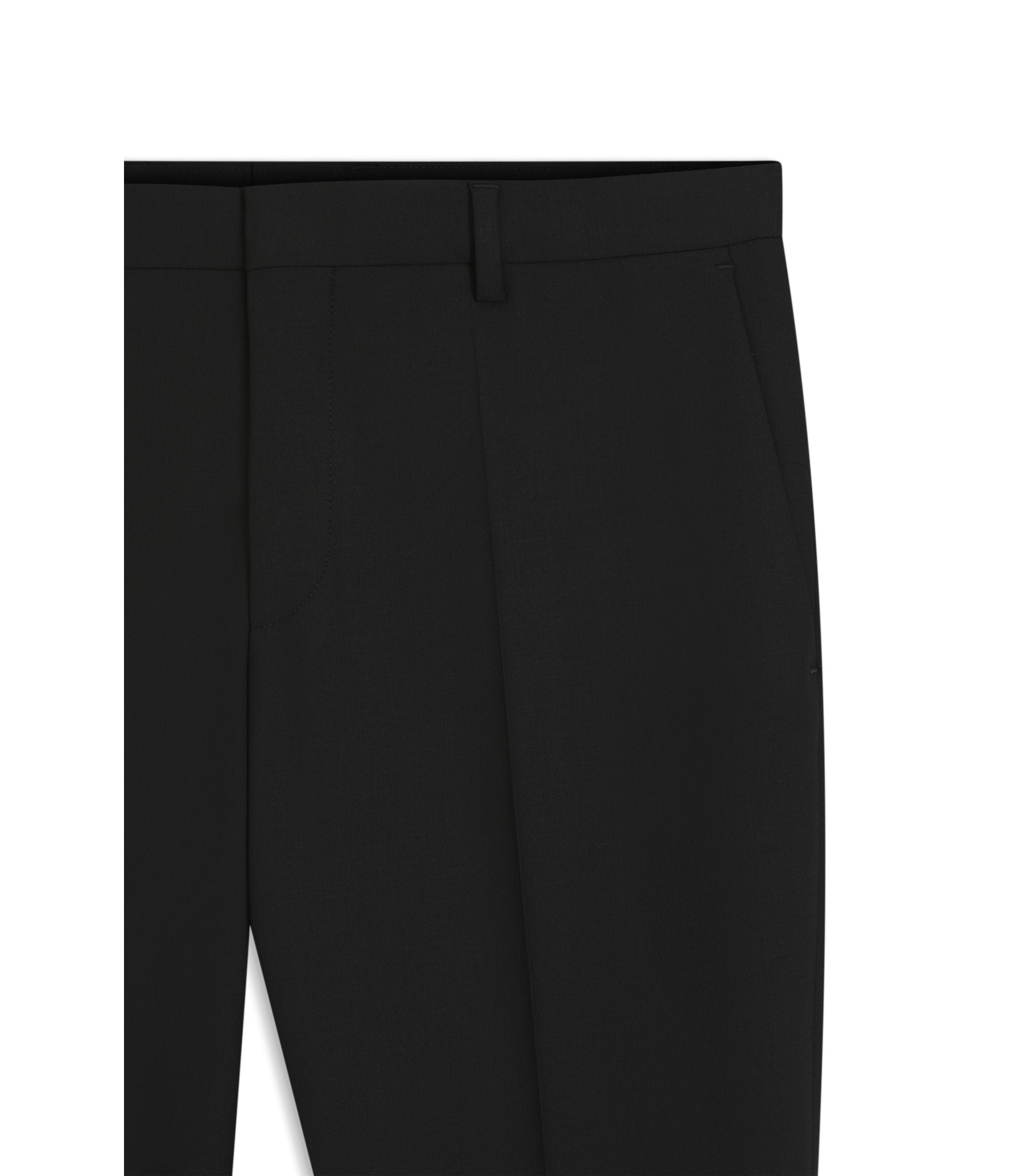 Hugo Slim Fit Trousers In Wool Blend Poplin Black