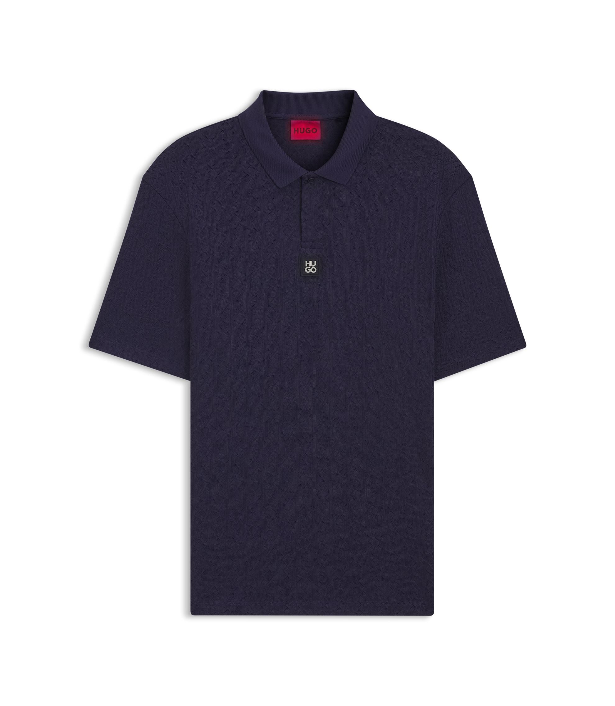 Hugo Jacquard Pattern Polo Shirt In A Relaxed Fit Dark Blue