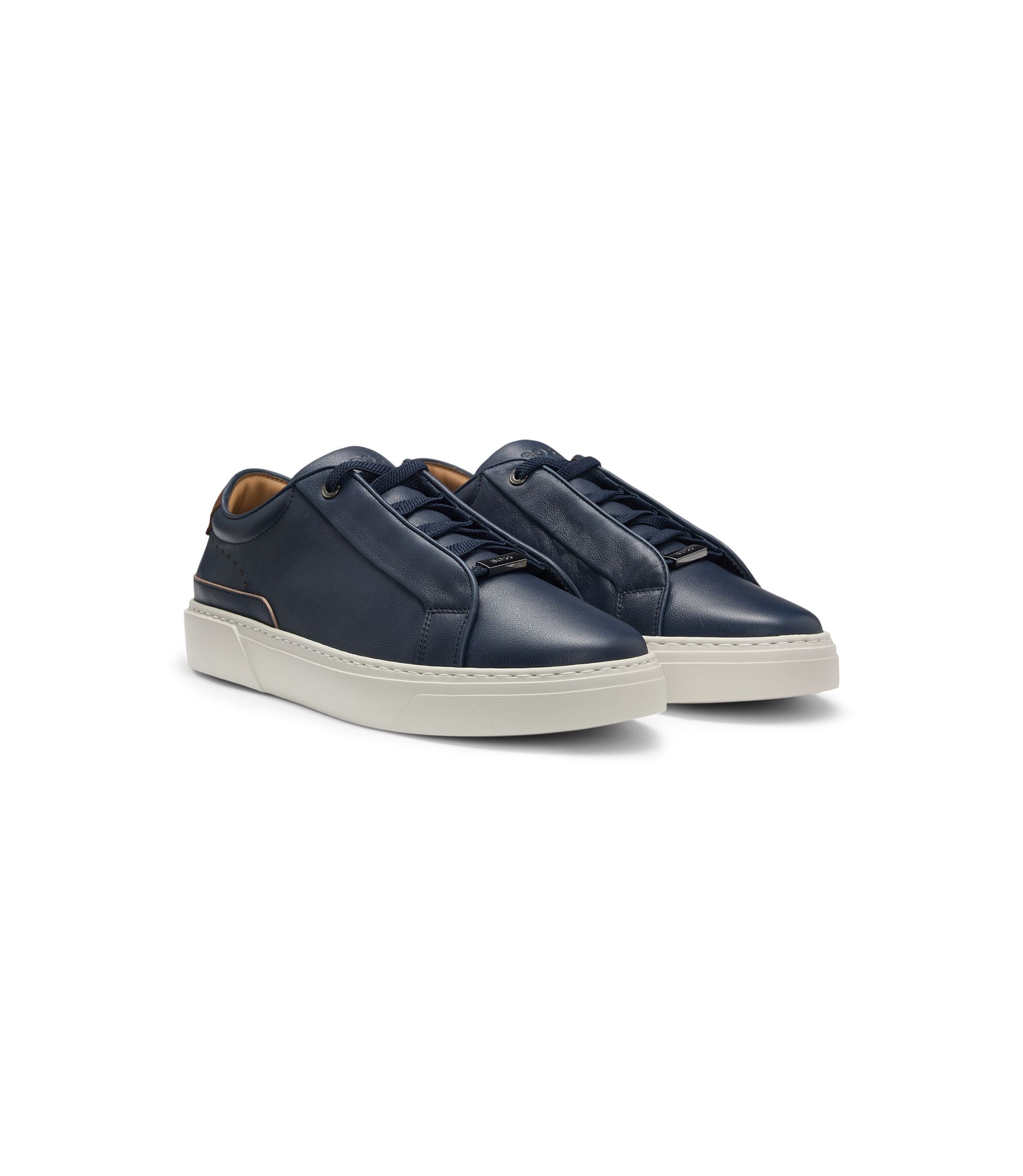Boss Suede Backtab Trainers In Leather Dark Blue Dark Blue