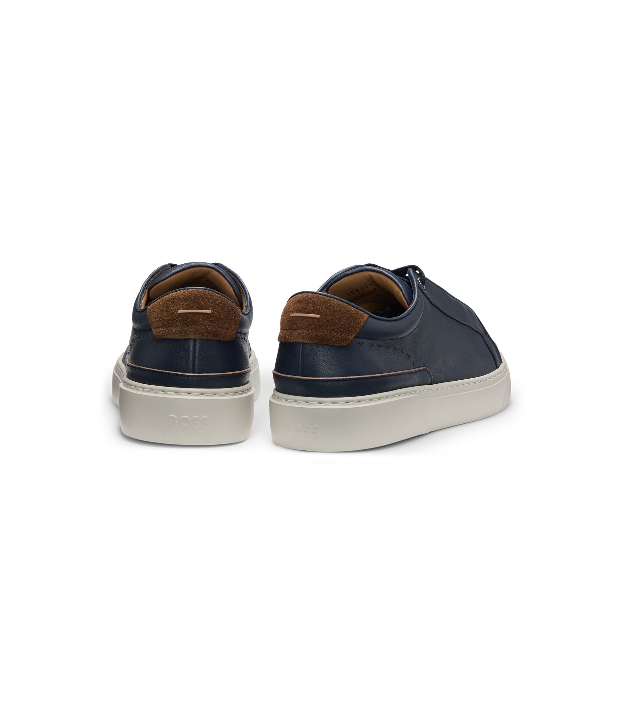 Boss Suede Backtab Trainers In Leather Dark Blue Dark Blue