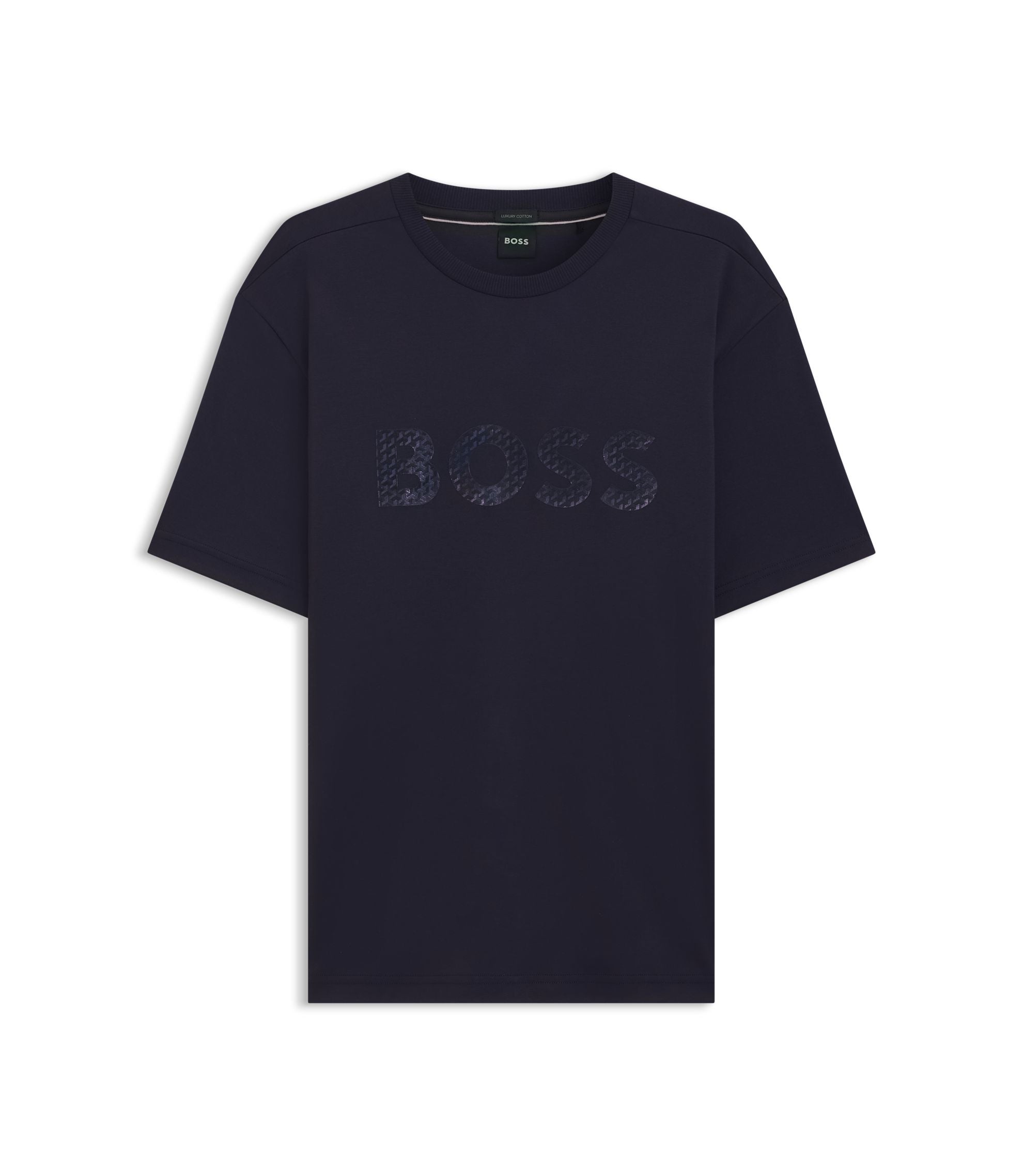 Boss Structured Logo T Shirt In Cotton Jersey Purple