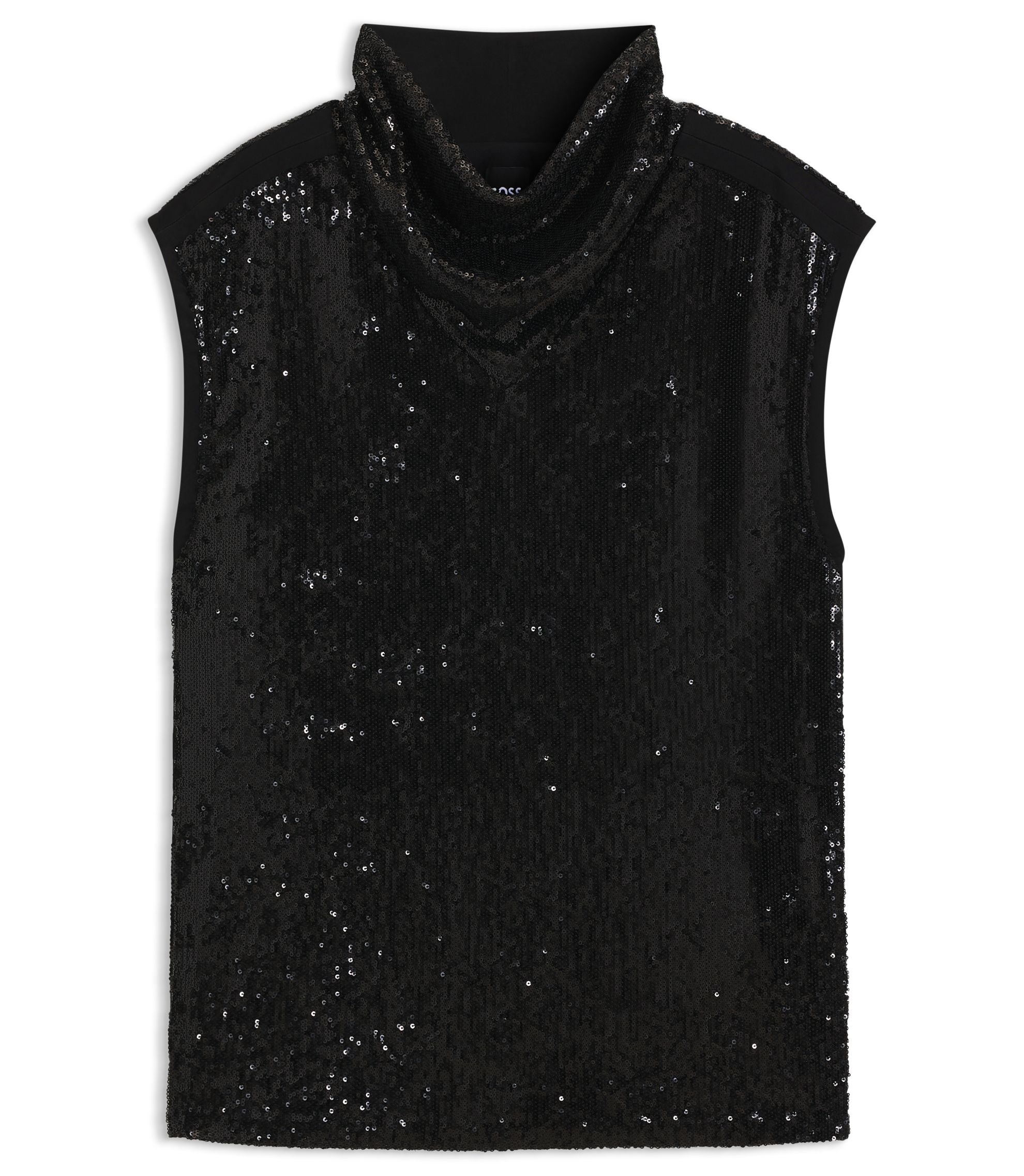 Boss Sequin Top With Draped Funnel Neckline Black Women's