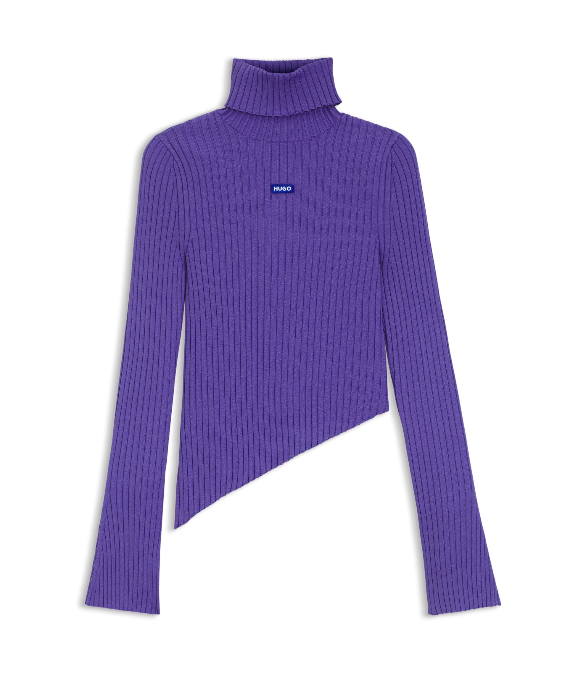 Hugo Logo Badge Sweater With Asymmetric Him Purple Women's