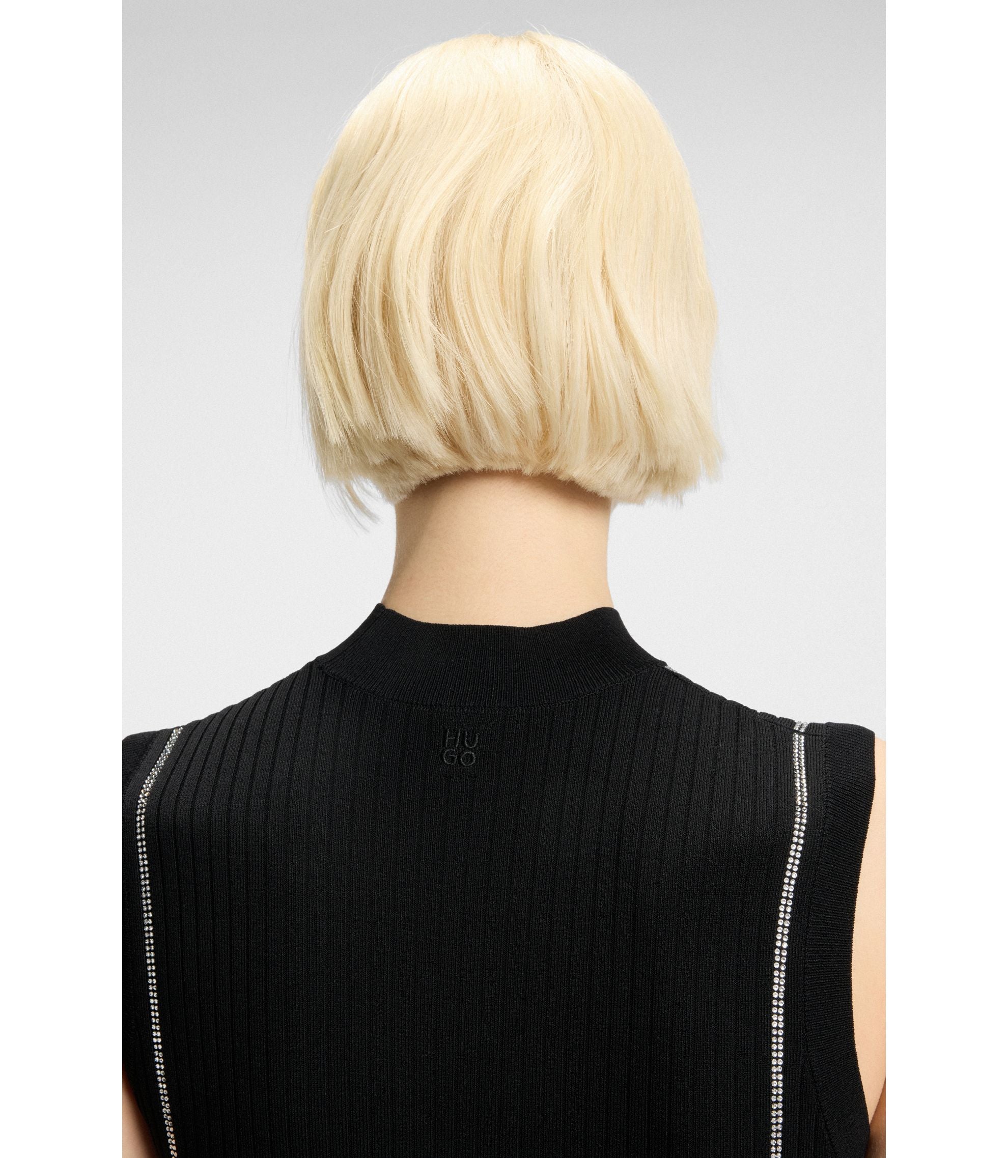 Hugo Bodycon Dress With Rhinestone Stripes Black Women's