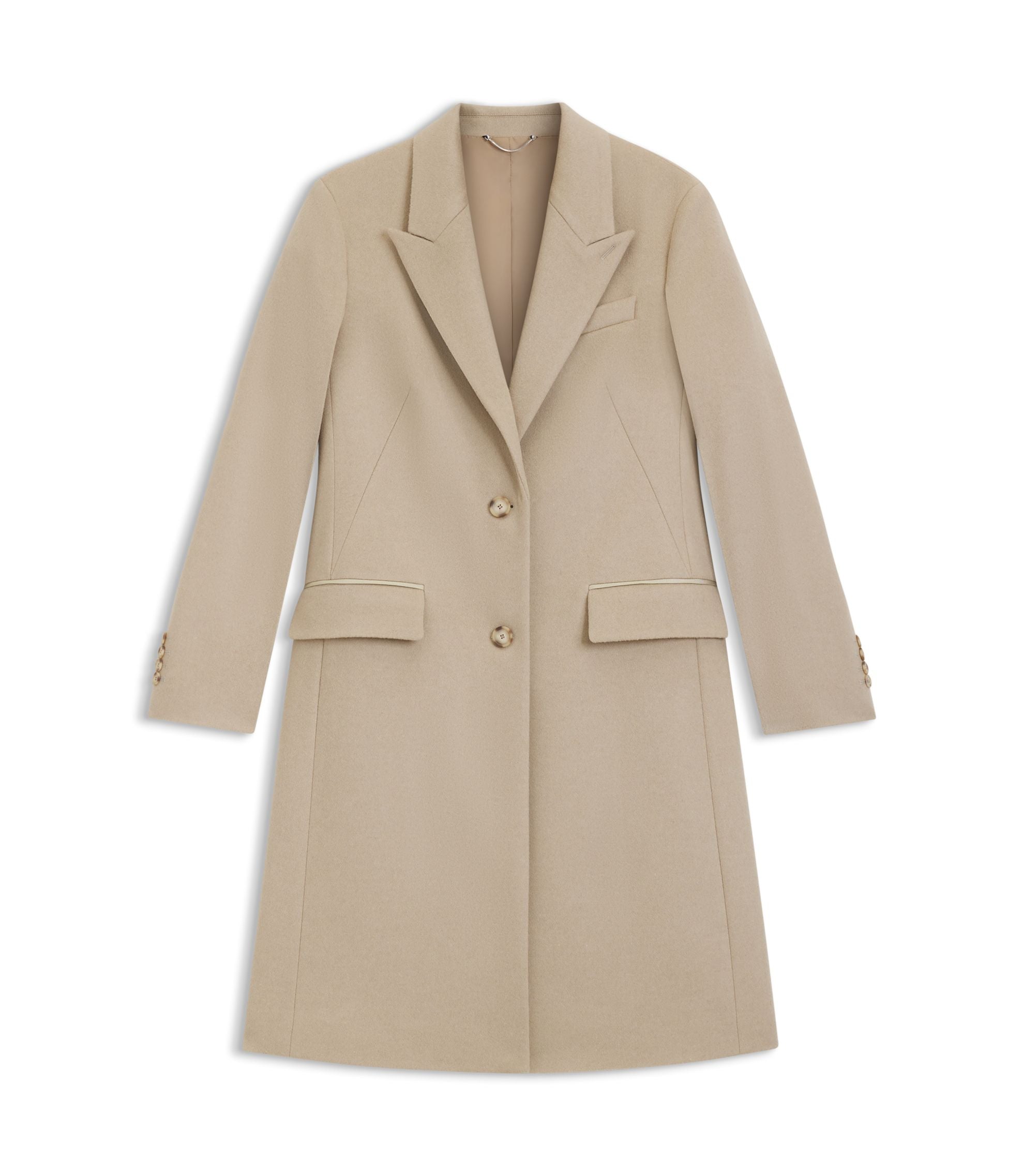 Boss Wool Coat In A Regular Fit Light Beige Women's