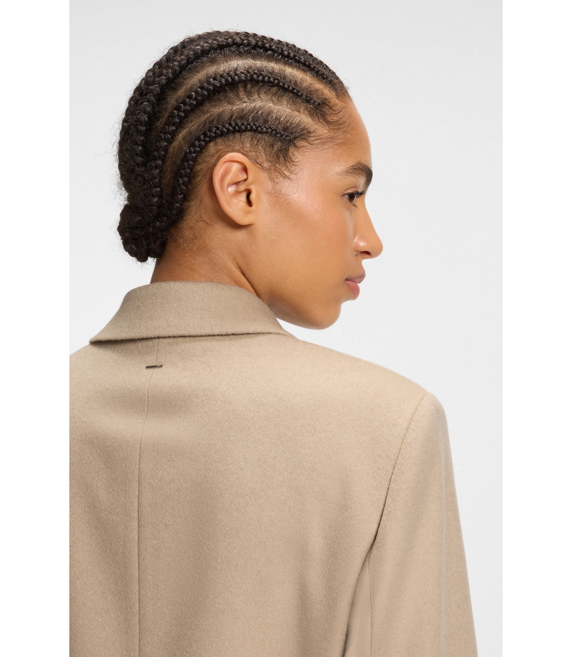 Boss Wool Coat In A Regular Fit Light Beige Women's