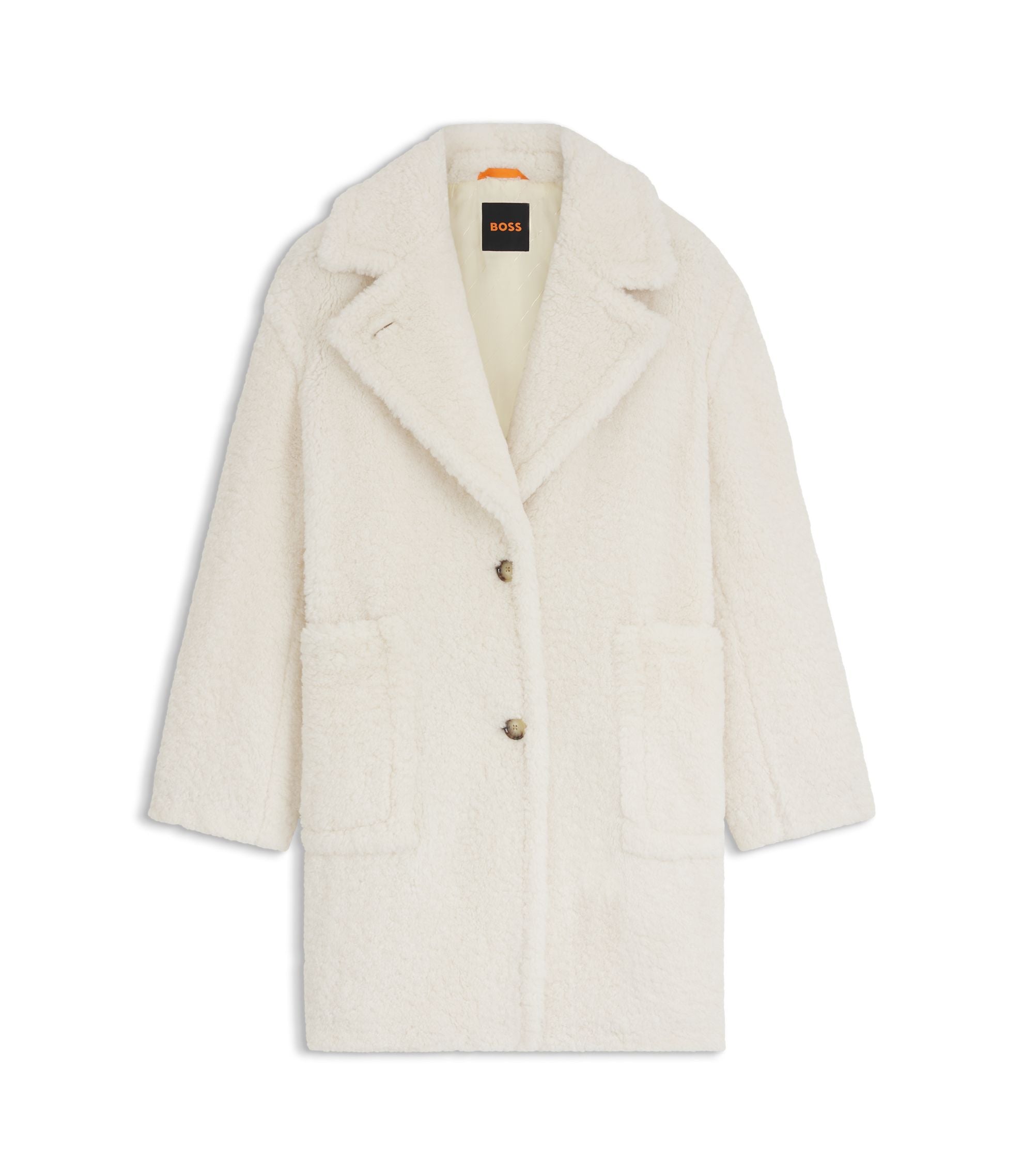 Boss Teddy Coat With Adjustable Collar White Women's