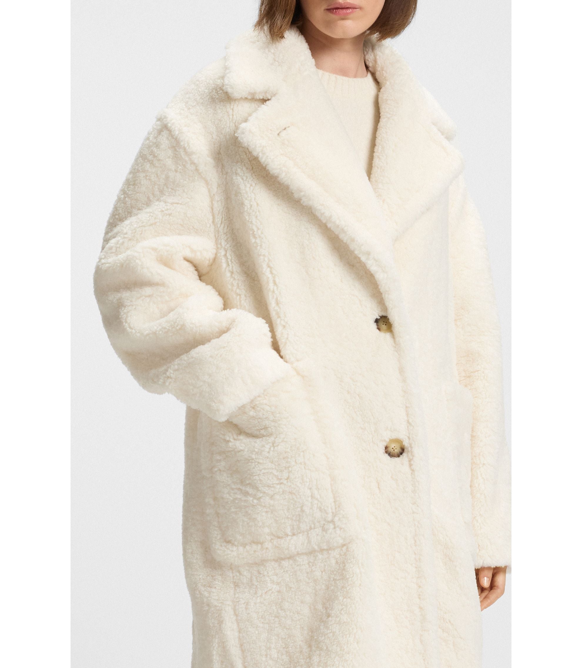 Boss Teddy Coat With Adjustable Collar White Women's