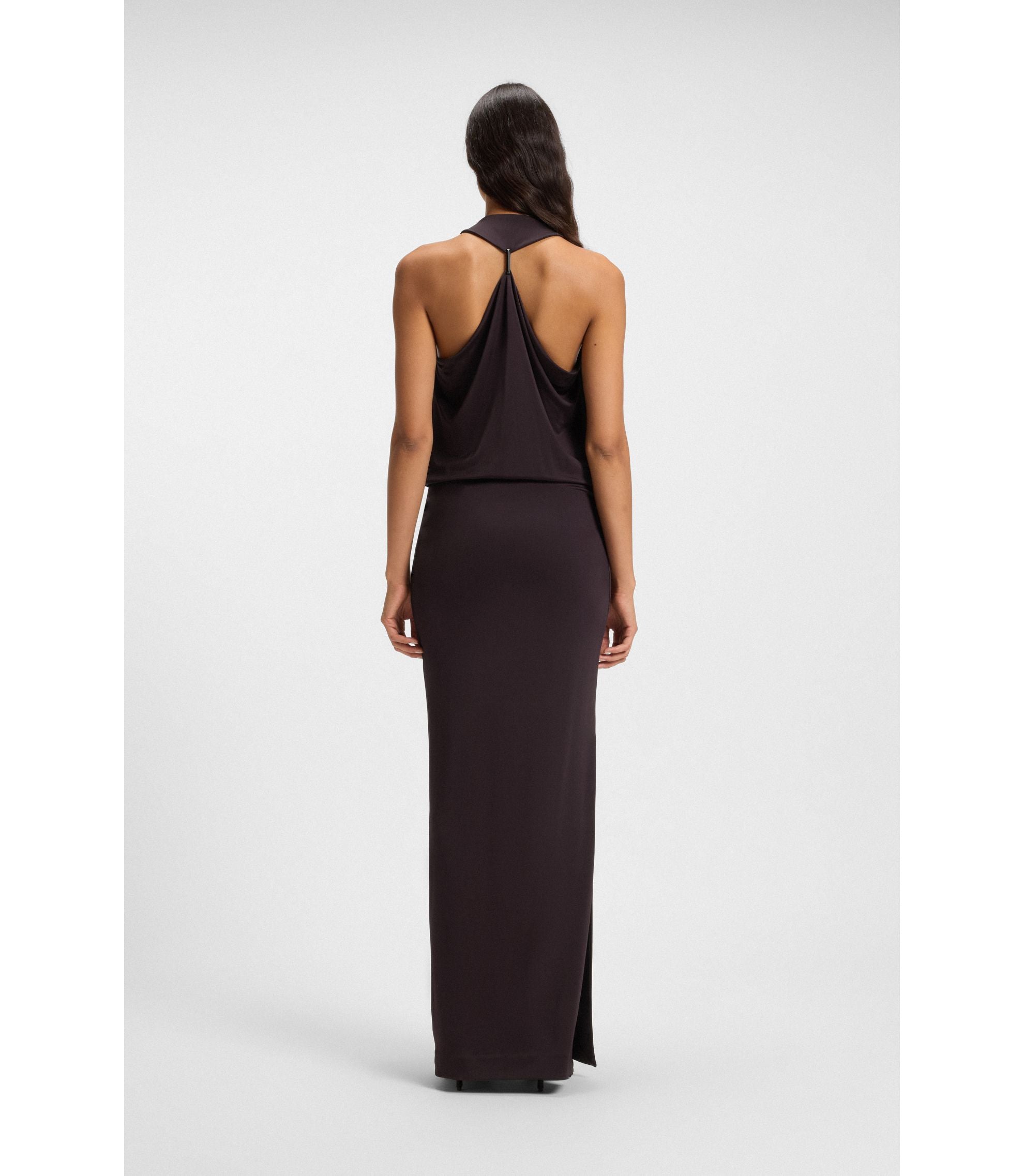 Boss Cowl Neck Dress With Rear Metal Detail Light Purple Women's