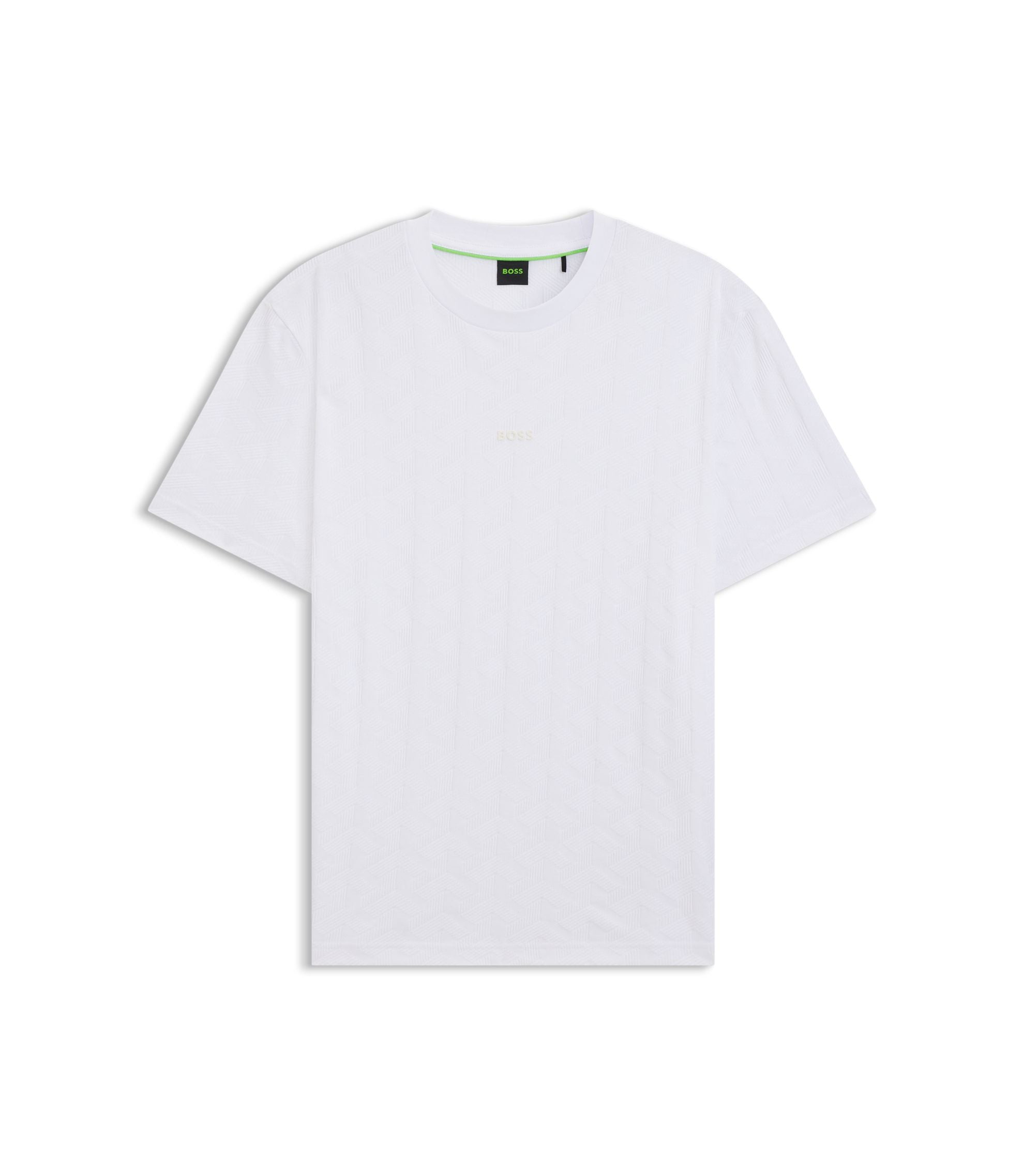 Boss Jacquard Pattern T Shirt In Cotton White