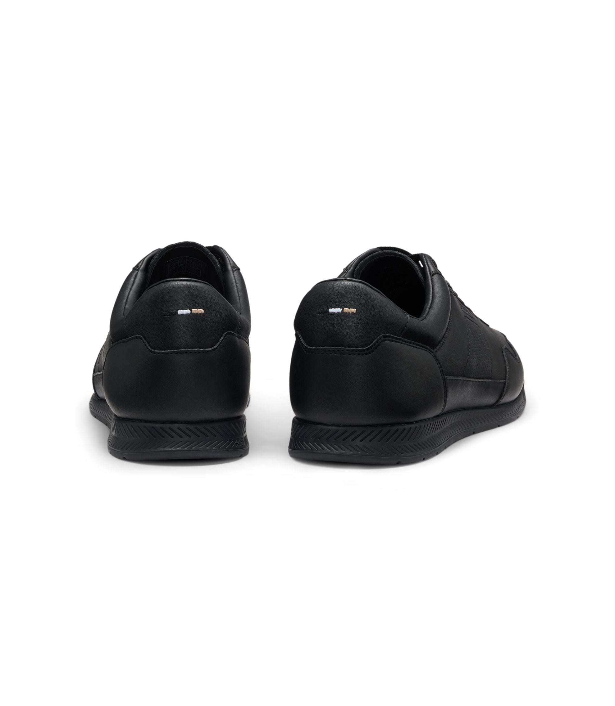 Boss Nappa Leather Trainers With Gold Tone Branding Black Black