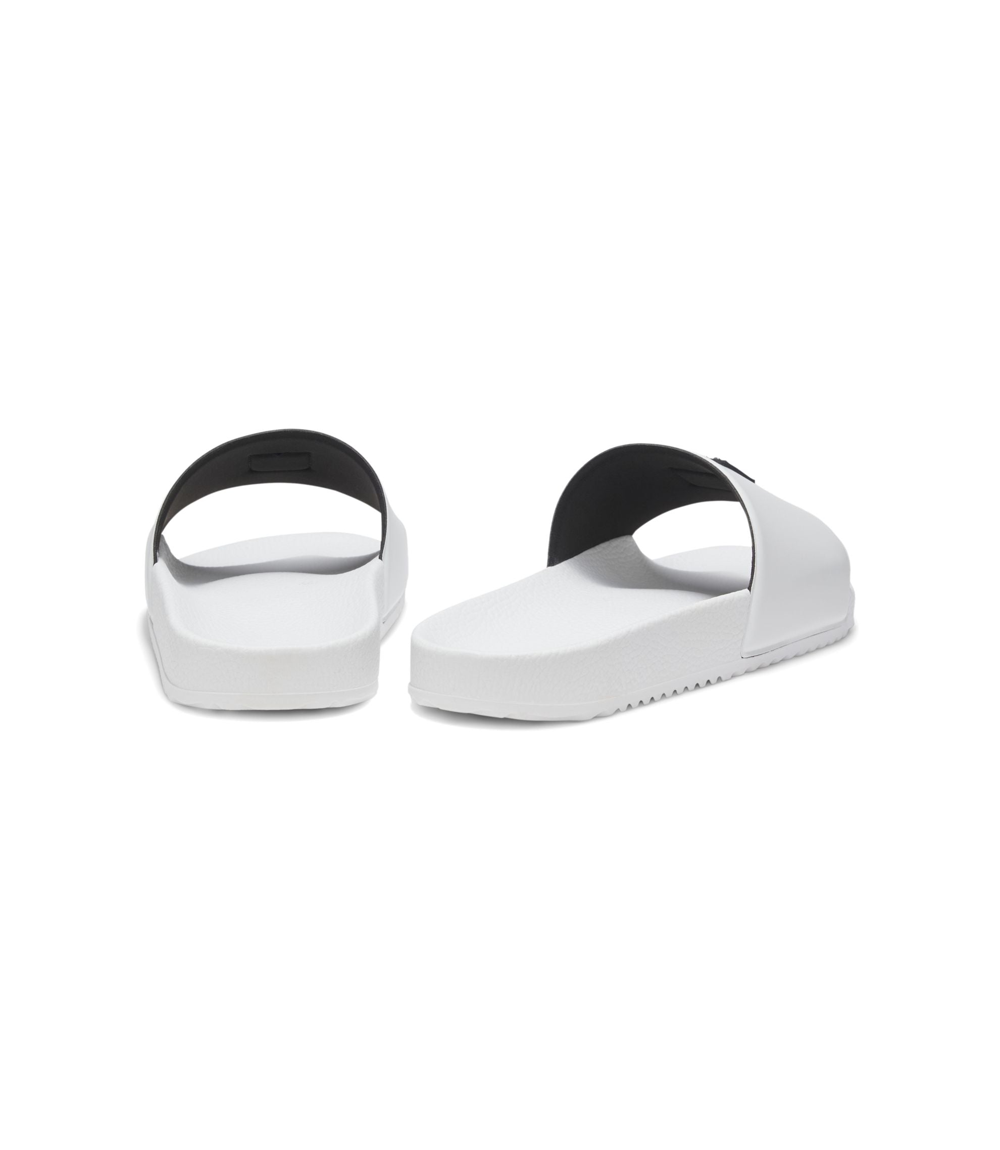 Hugo Italian Made Slides With Stacked Logo Uppers White White