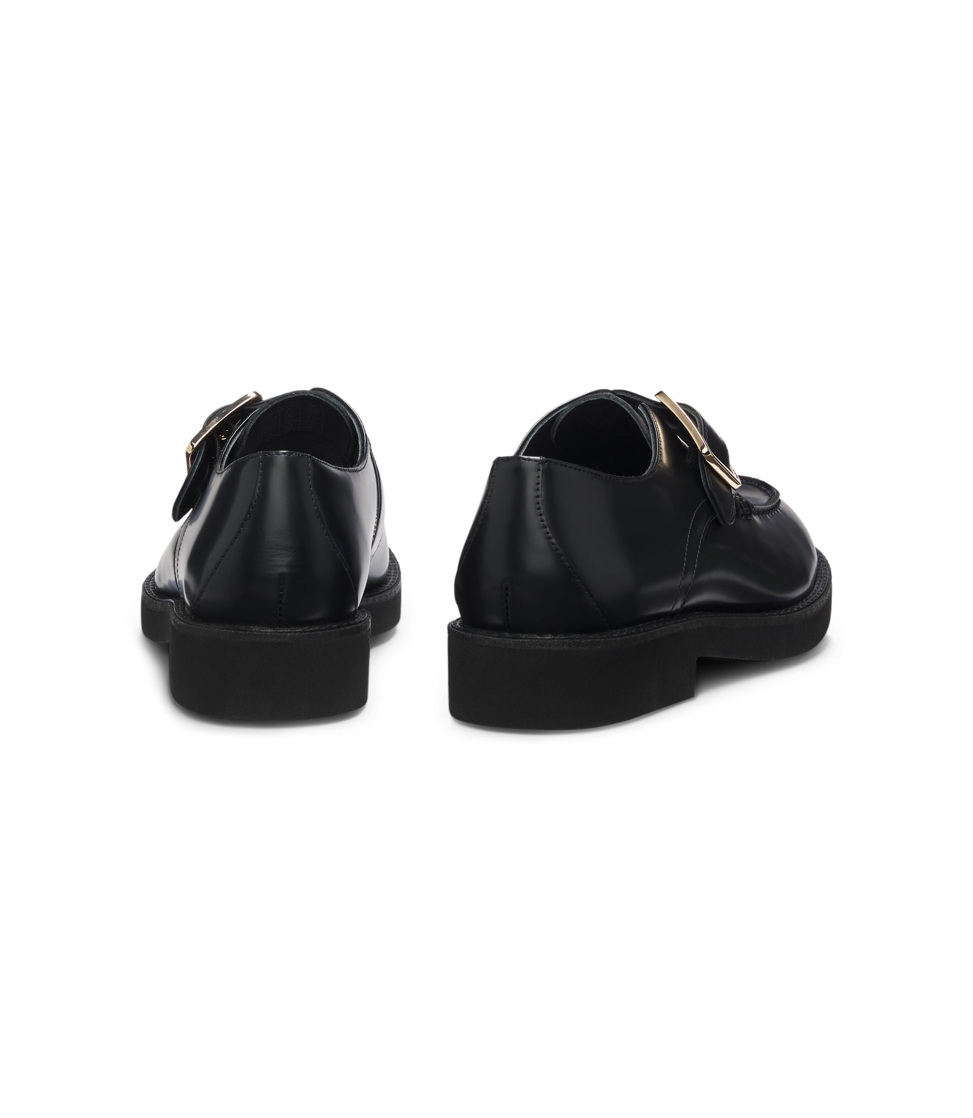 Boss Leather Monk Shoes With Buckled Strap Black Womens Black