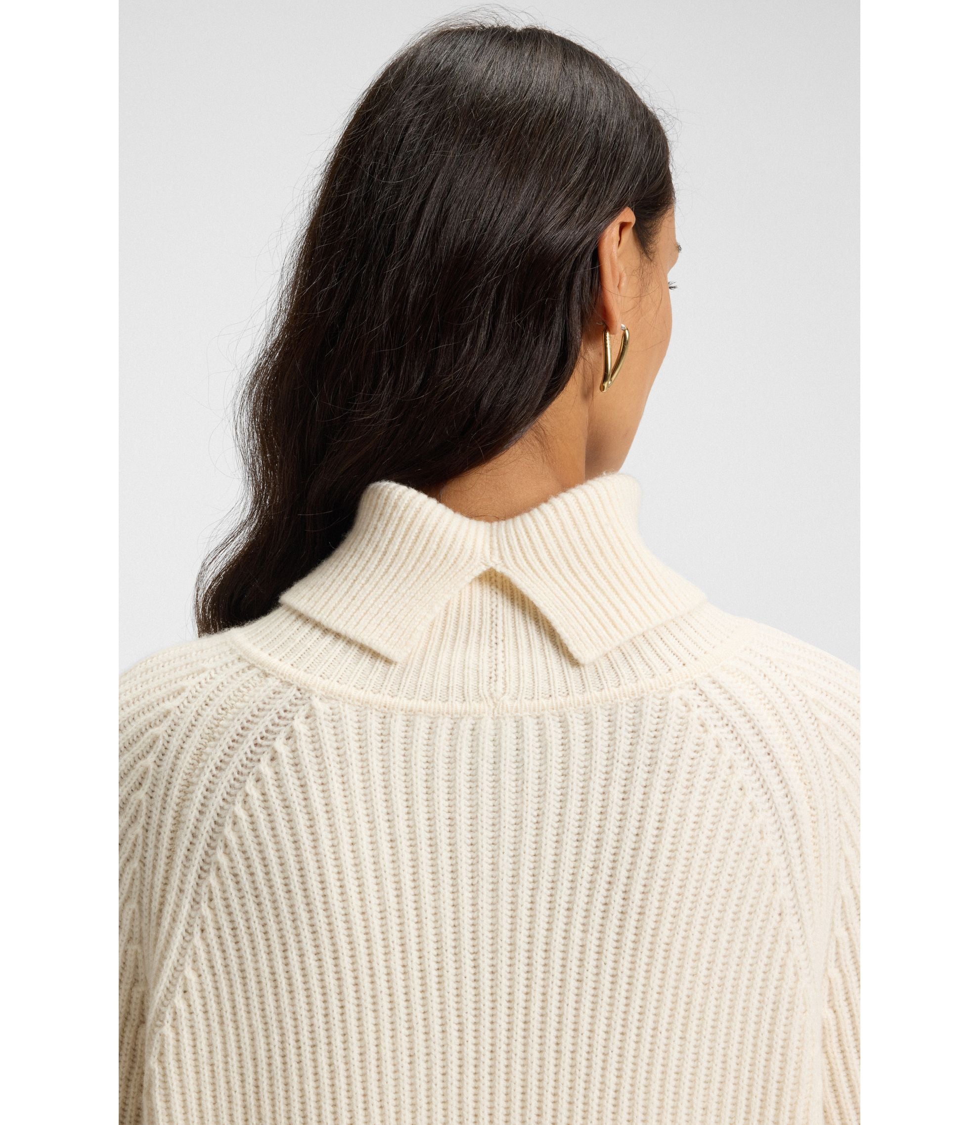 Boss Rollneck Sweater Dress In Virgin Wool And Cashmere White Women's