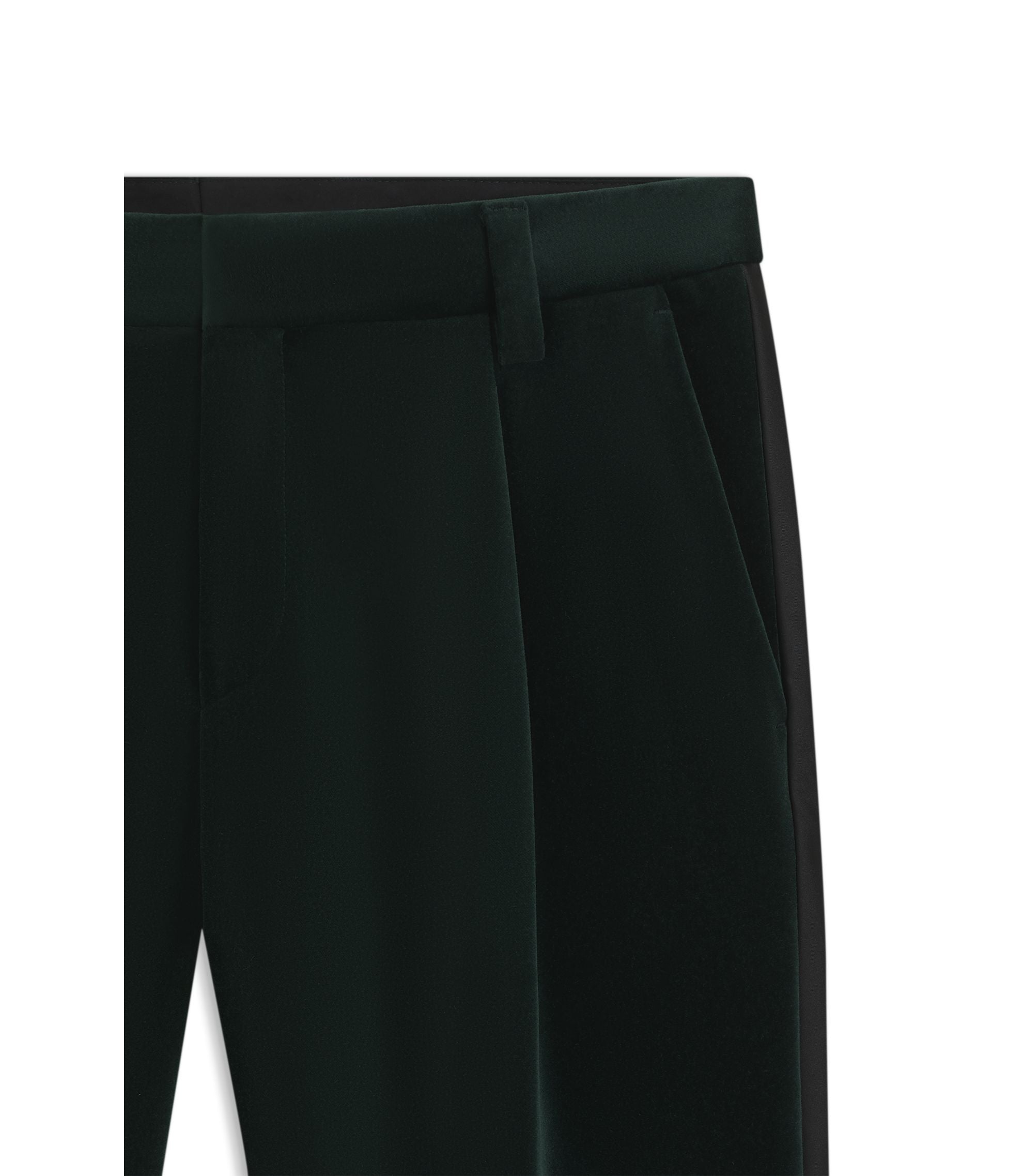 Hugo Slim Fit Trousers In Cotton Velvet Light Green