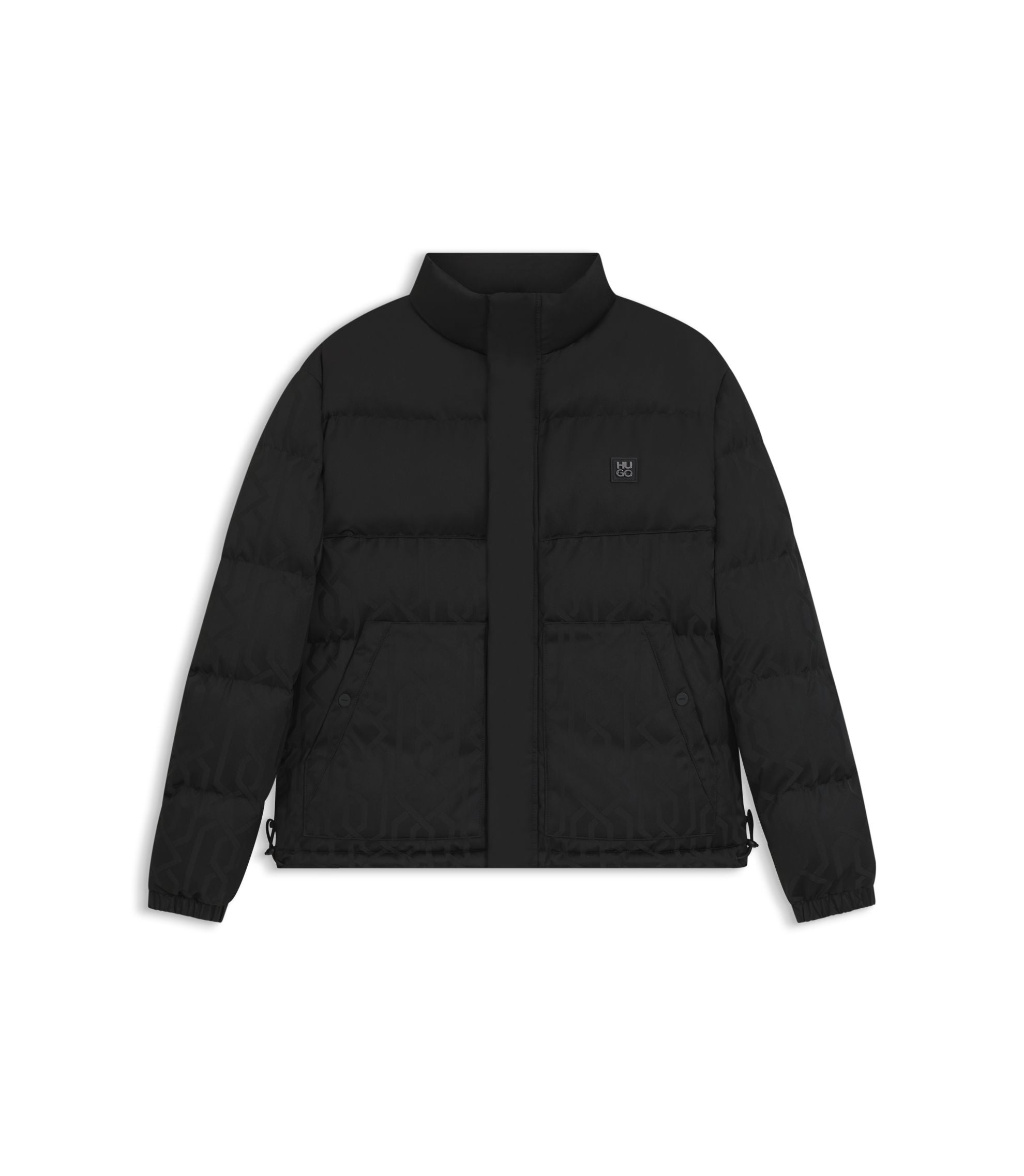 Hugo Jacquard Pattern Jacket With Water Repellent Finish Black