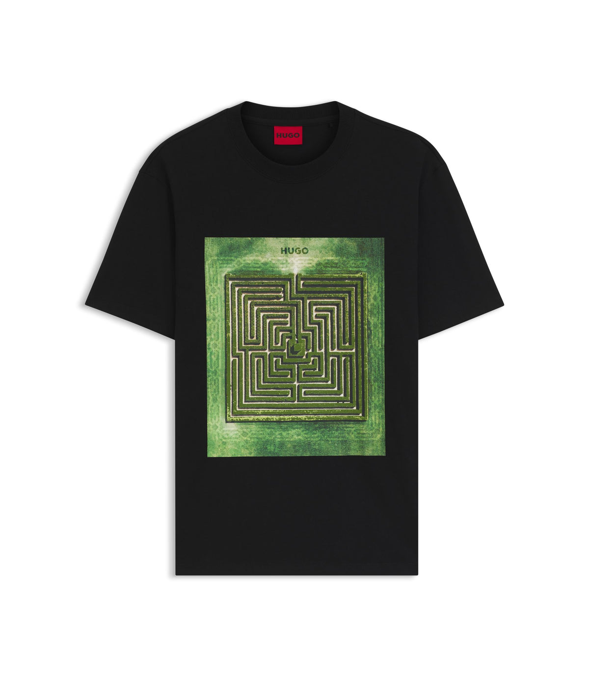 Hugo Maze Print T Shirt In Cotton Jersey Black