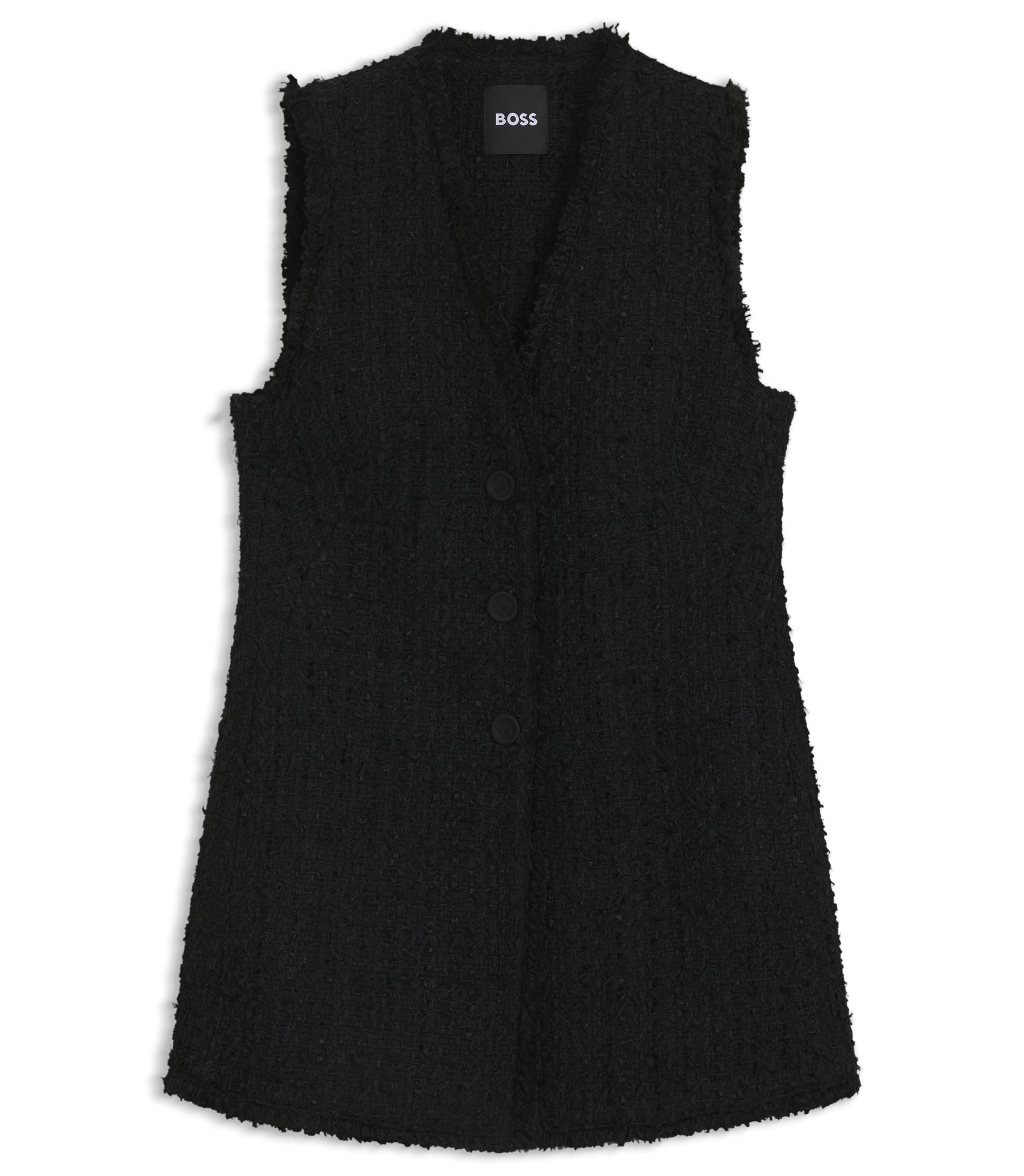 Boss Sleeveless Regular Fit Blazer In Velvet Tweed Patterned Women's