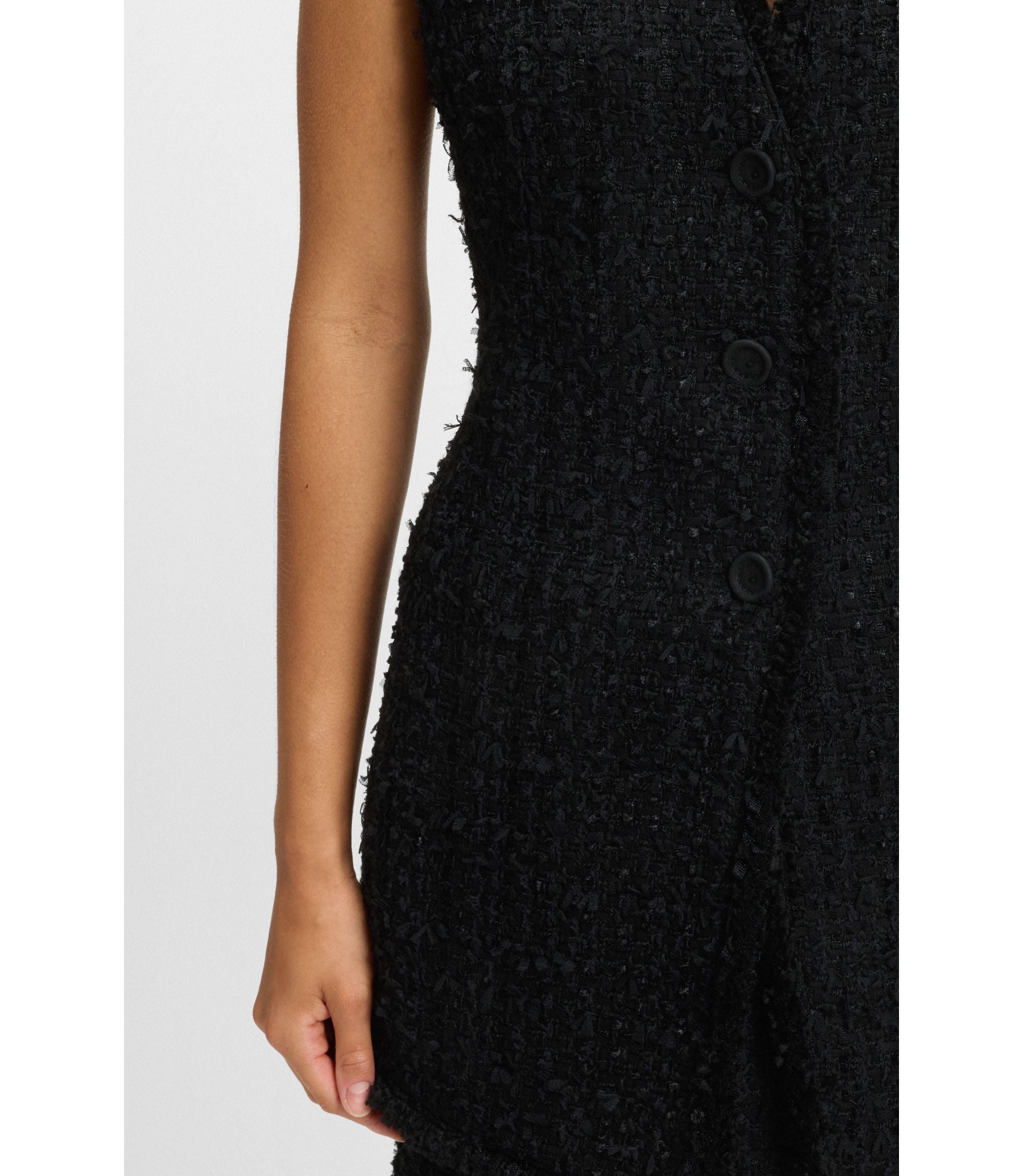 Boss Sleeveless Regular Fit Blazer In Velvet Tweed Patterned Women's