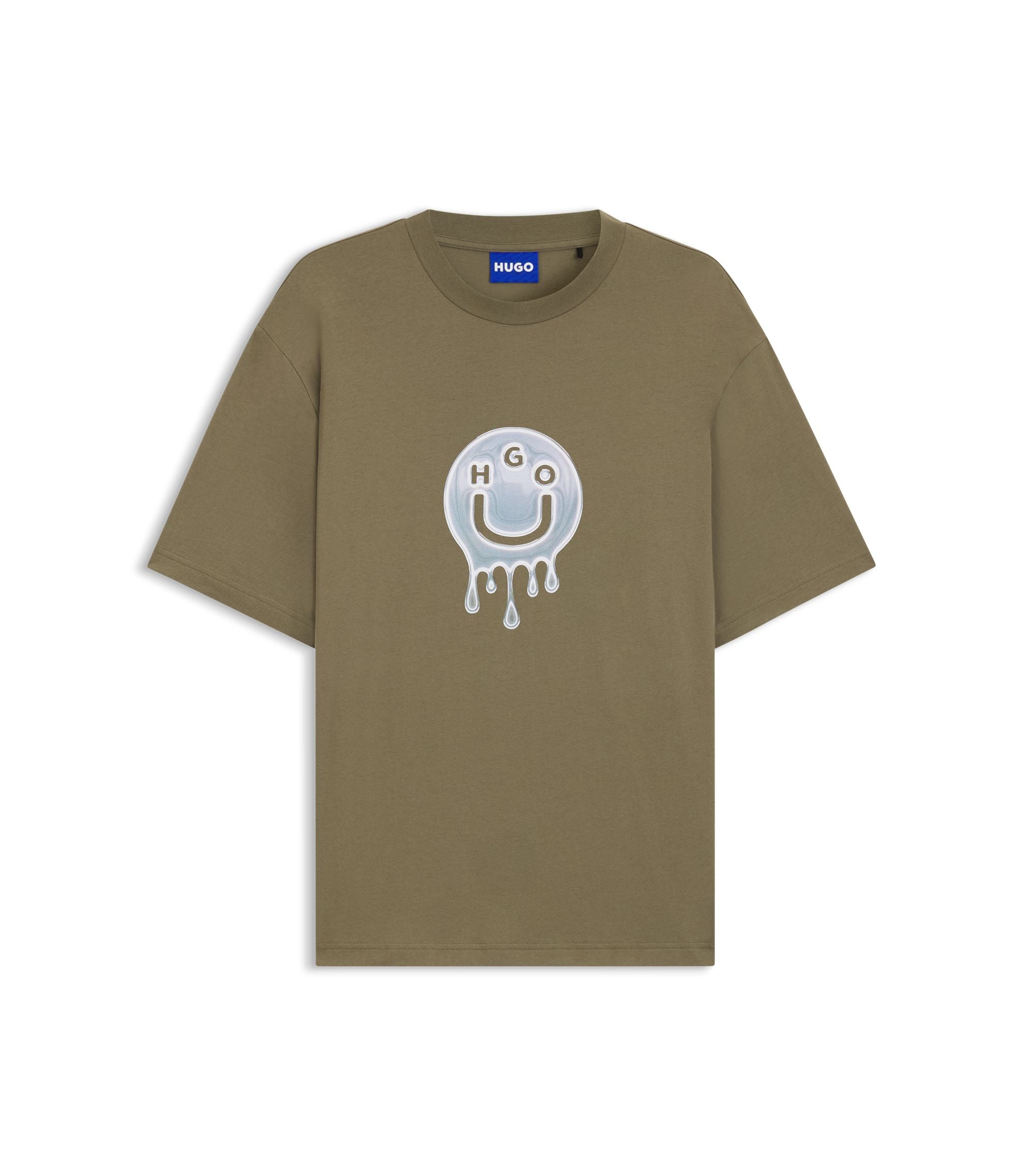 Hugo Logo Artwork T Shirt In Cotton Jersey Light Green