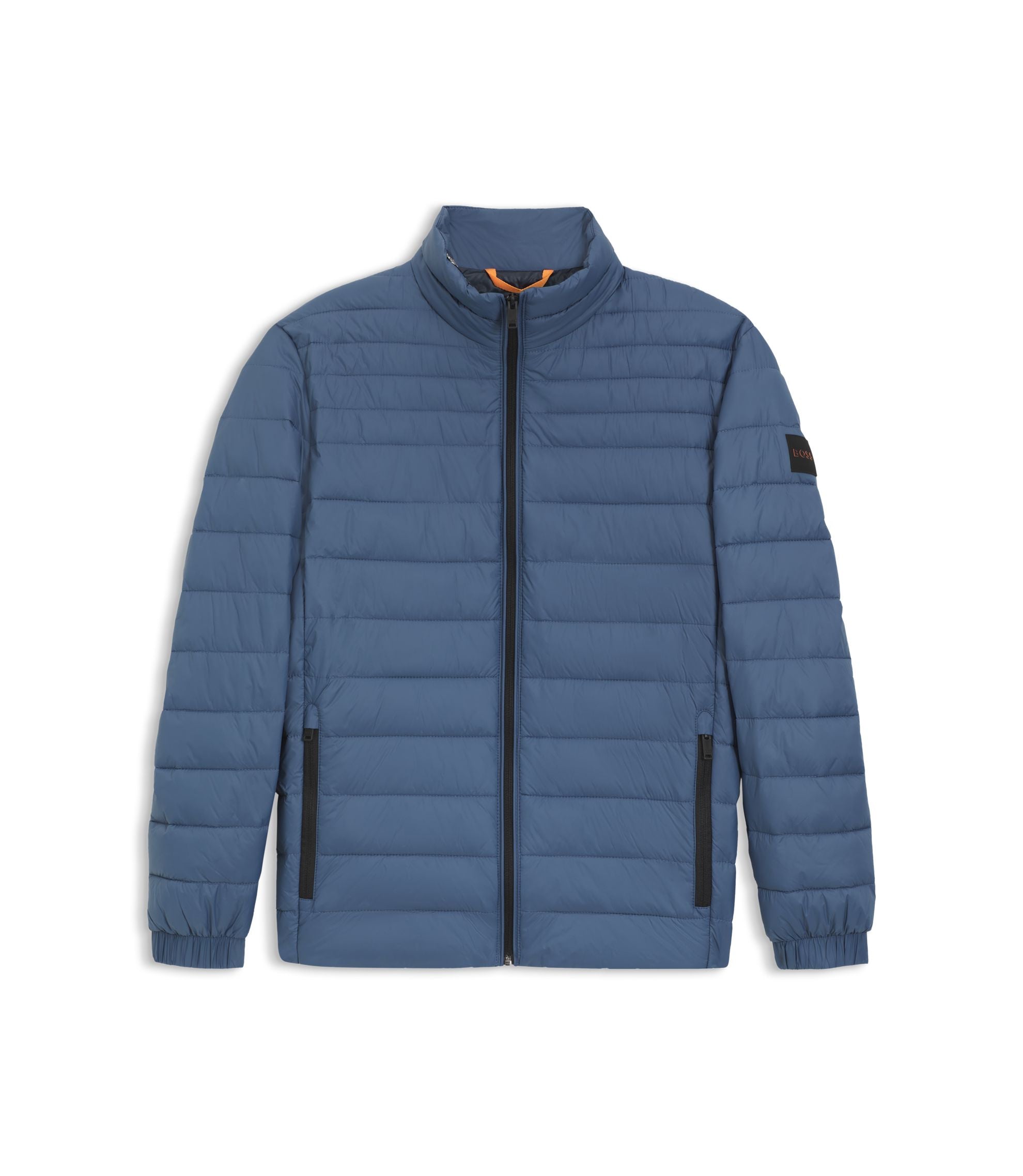 Boss Packable Water Repellent Padded Jacket With Logo Badge Light Blue