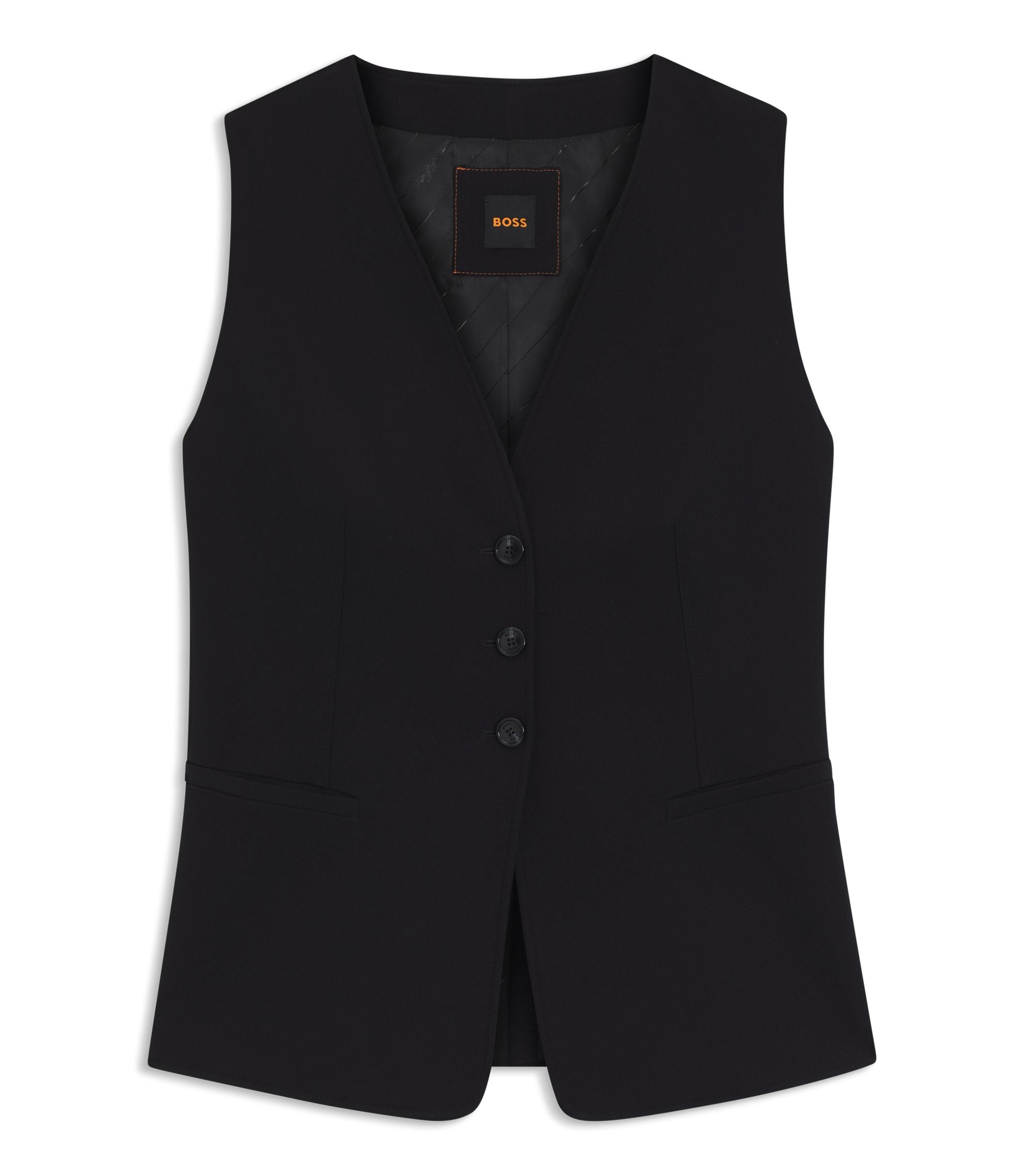 Boss Oversized Fit Waistcoat In Stretch Crepe Black Women's