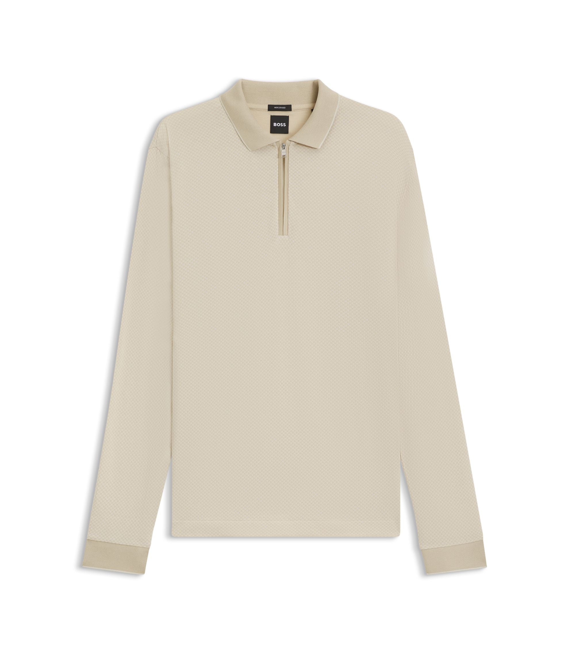 Boss Mercerised Cotton Polo Shirt With Two Tone Structure Light Beige