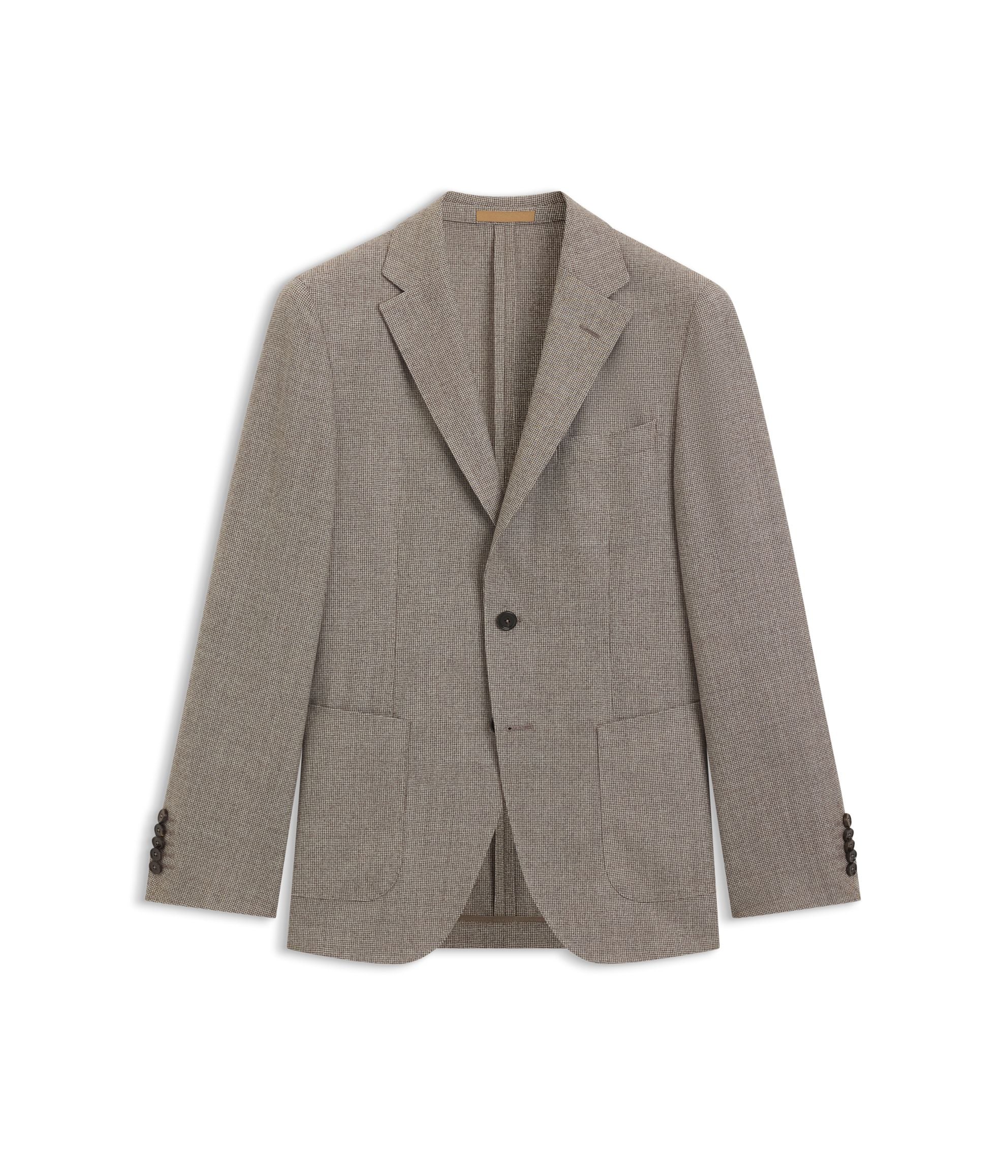 Boss Micro Patterned Slim Fit Jacket In Virgin Wool Light Beige
