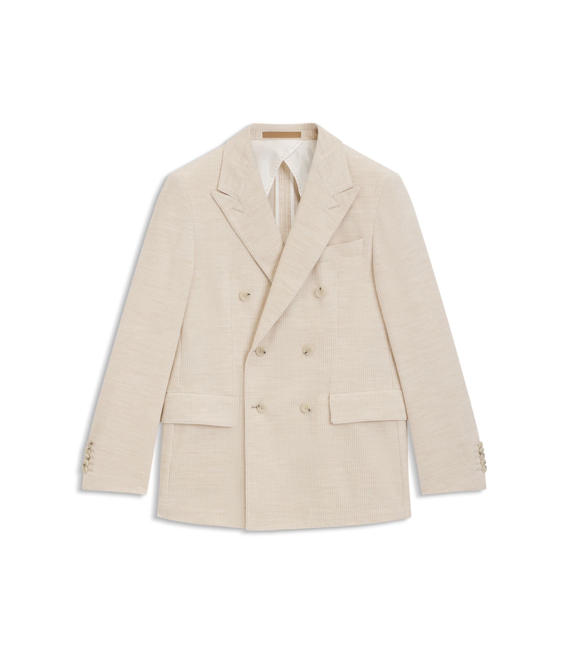 Boss Slim Fit Jacket In Cotton Alpaca Corduroy Light Beige