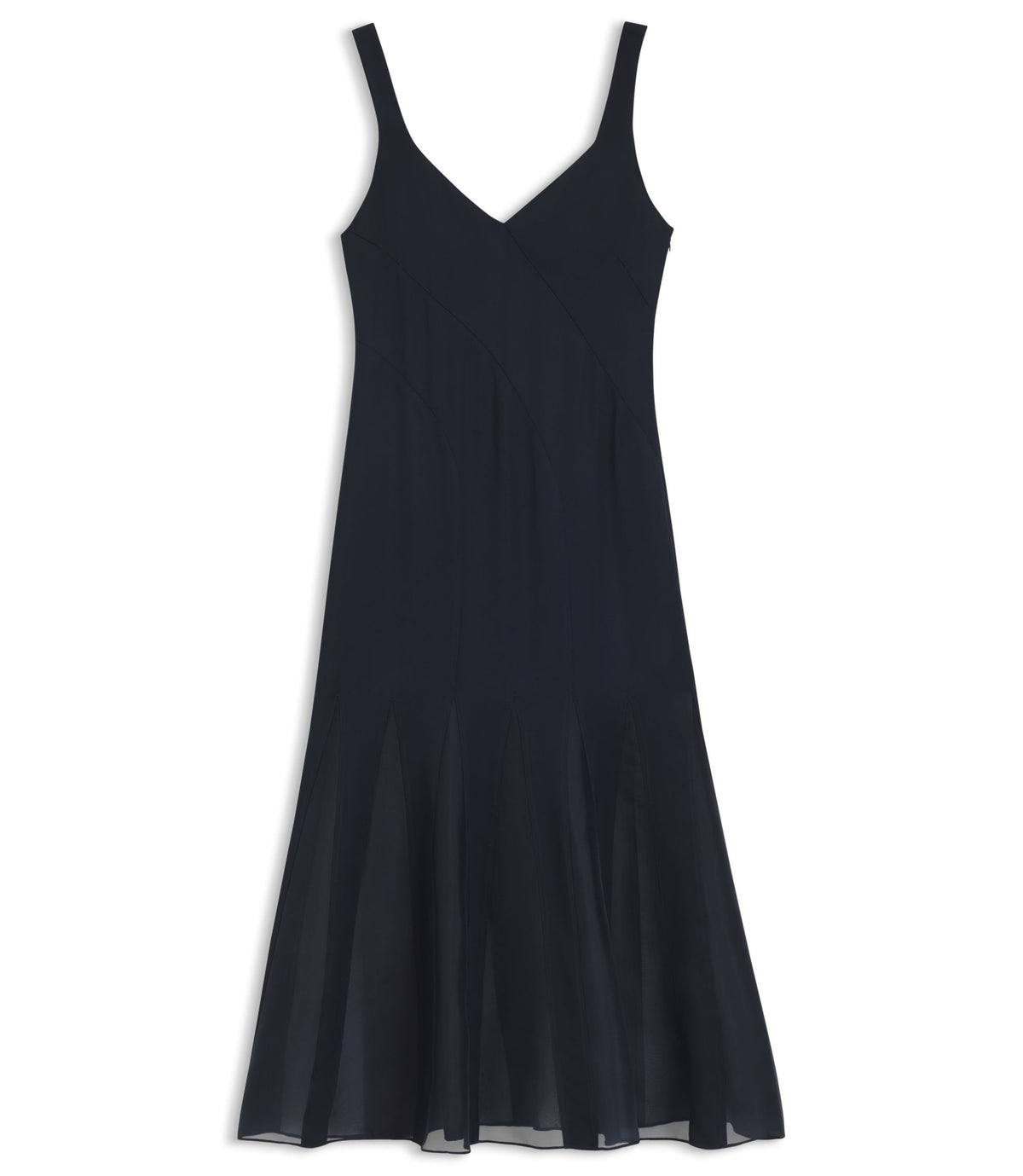 Boss Satin Slip Dress With Organza Inserts Dark Blue Women's