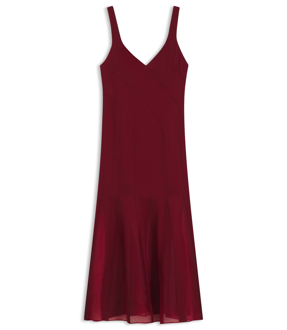 Boss Satin Slip Dress With Organza Inserts Dark Red Women's