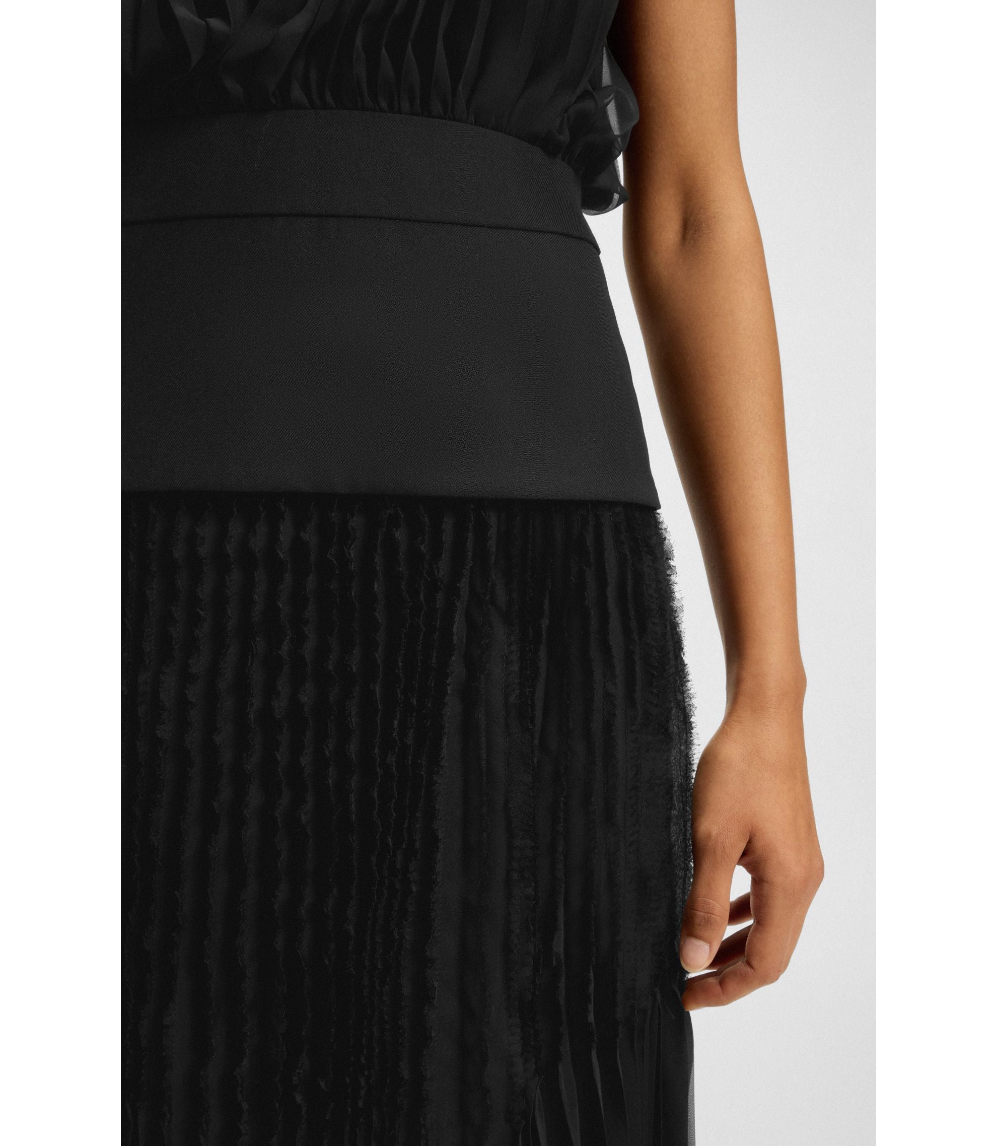 Boss Pliss Dress With Plain Insert Black Women's