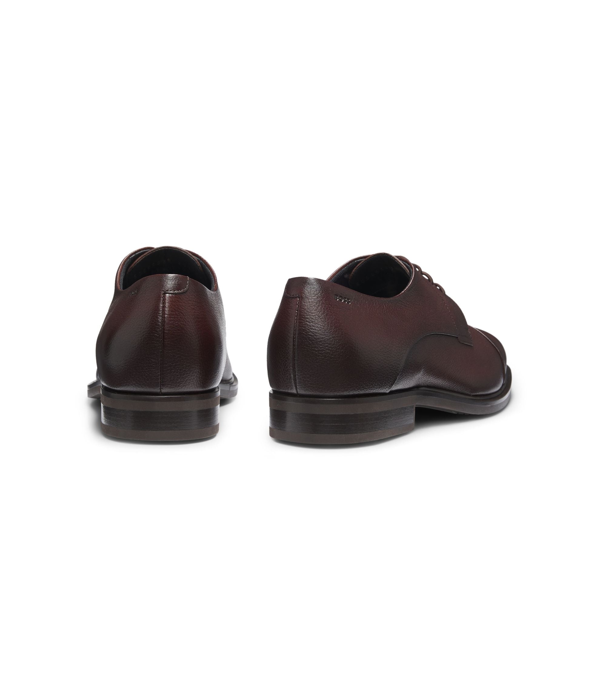 Boss Grained Leather Derby Shoes With Cap Toe Dark Brown Dark Brown