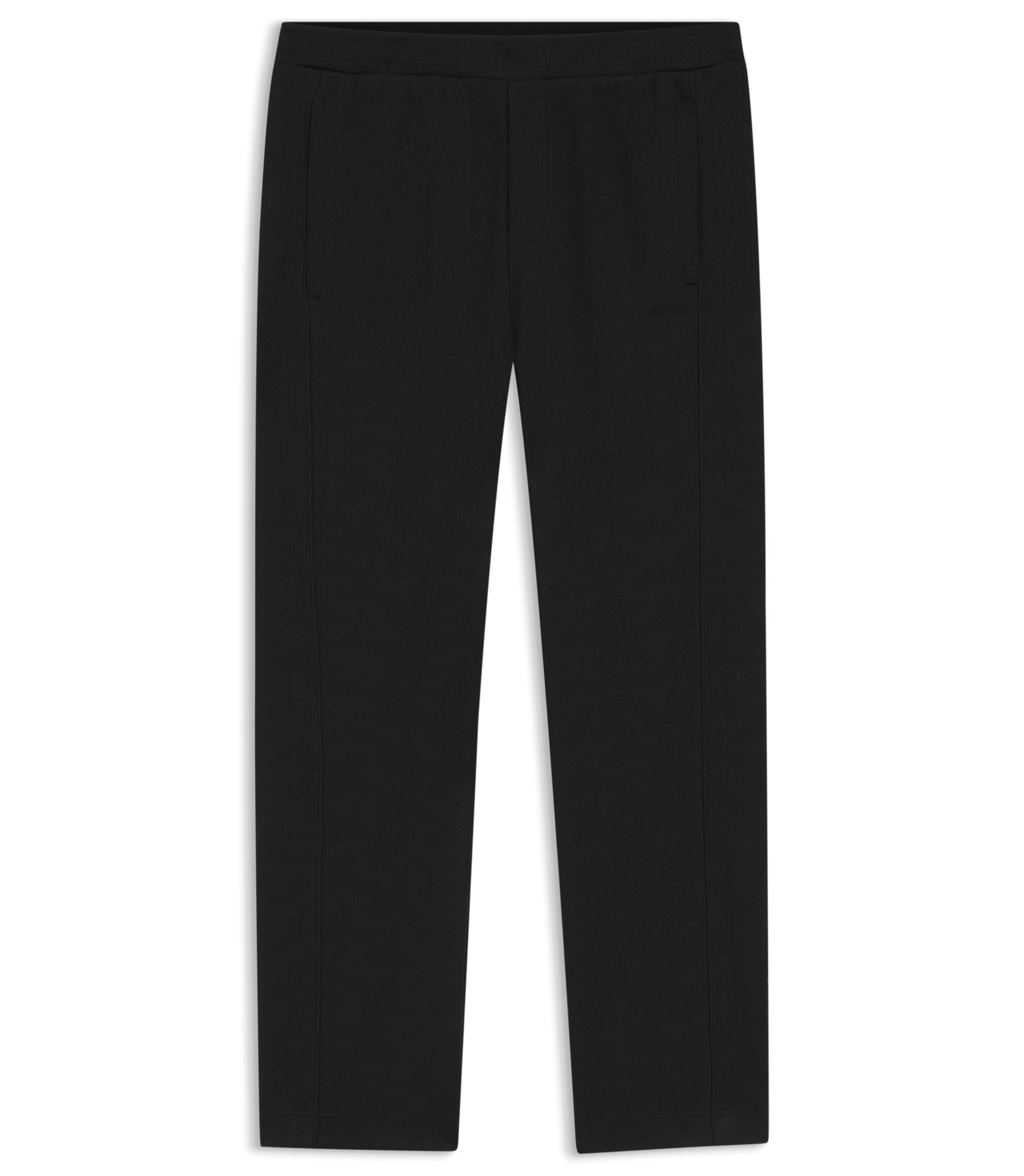Boss Quilted Jacquard Tracksuit Bottoms In A Regular Fit Black