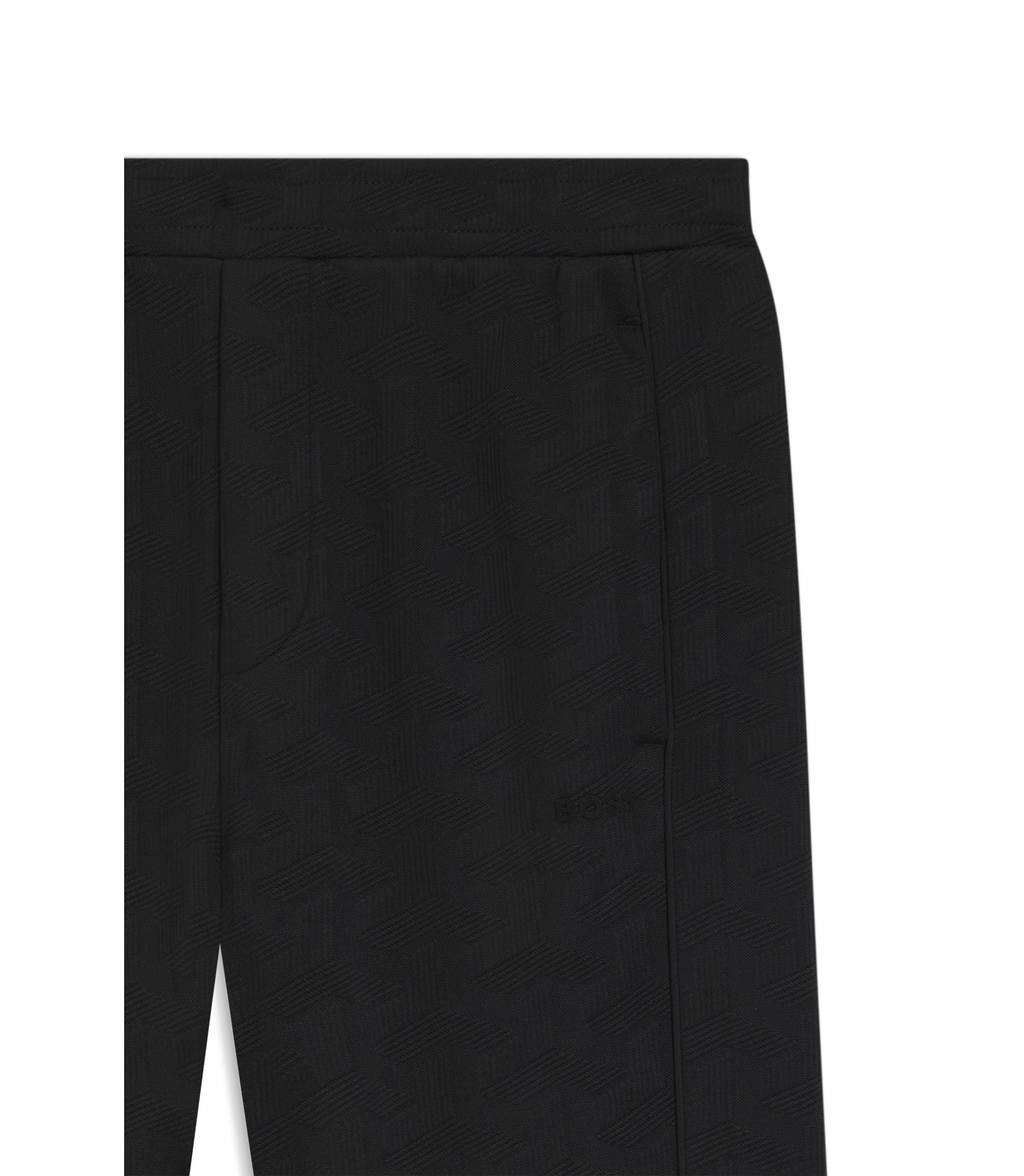 Boss Quilted Jacquard Tracksuit Bottoms In A Regular Fit Black