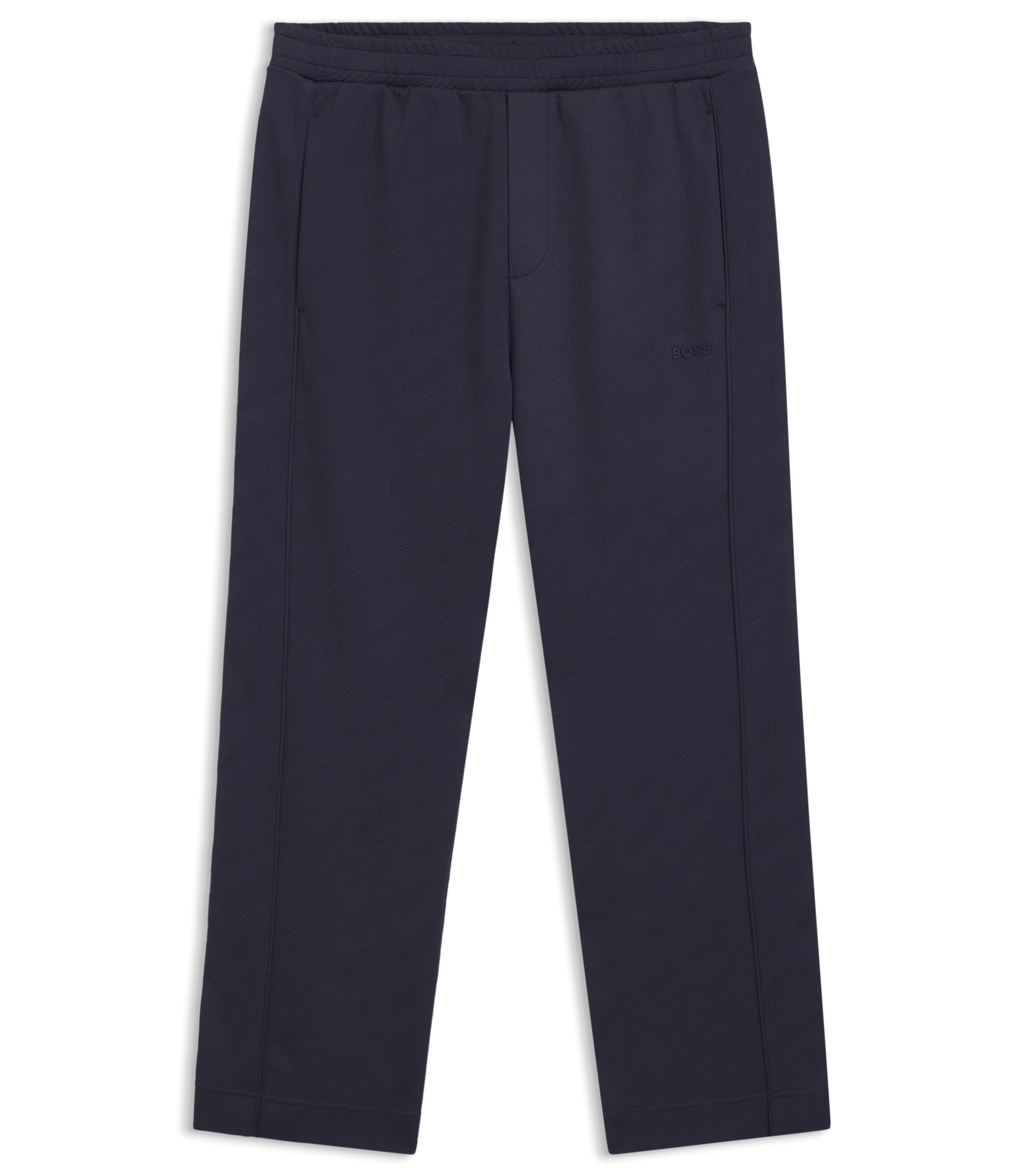 Boss Quilted Jacquard Tracksuit Bottoms In A Regular Fit Dark Blue