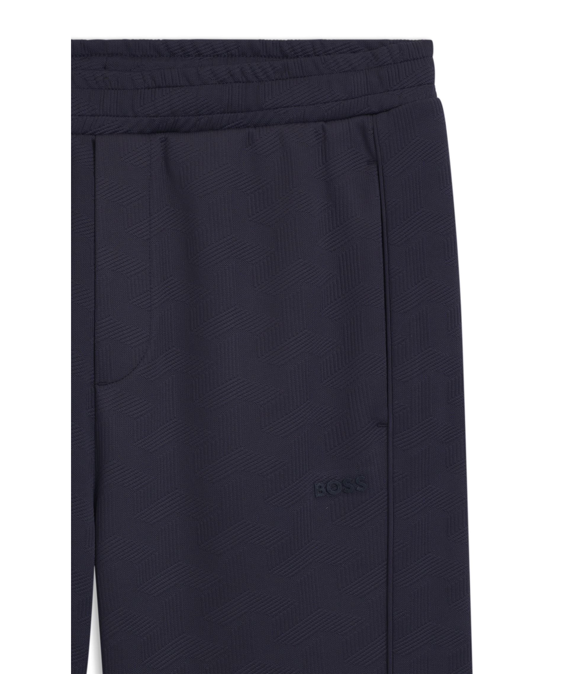 Boss Quilted Jacquard Tracksuit Bottoms In A Regular Fit Dark Blue