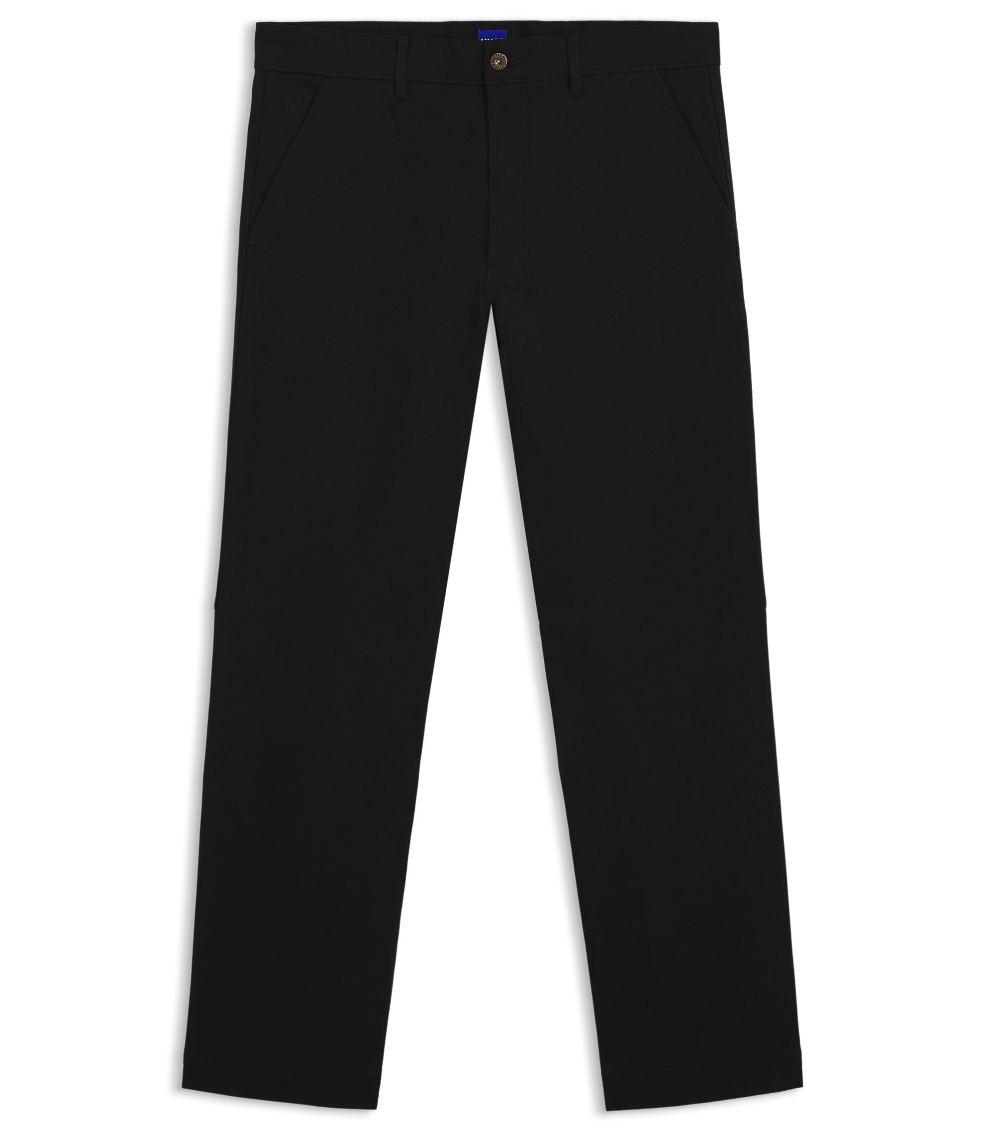 Hugo Regular Fit Trousers In Stretch Cotton Canvas Black