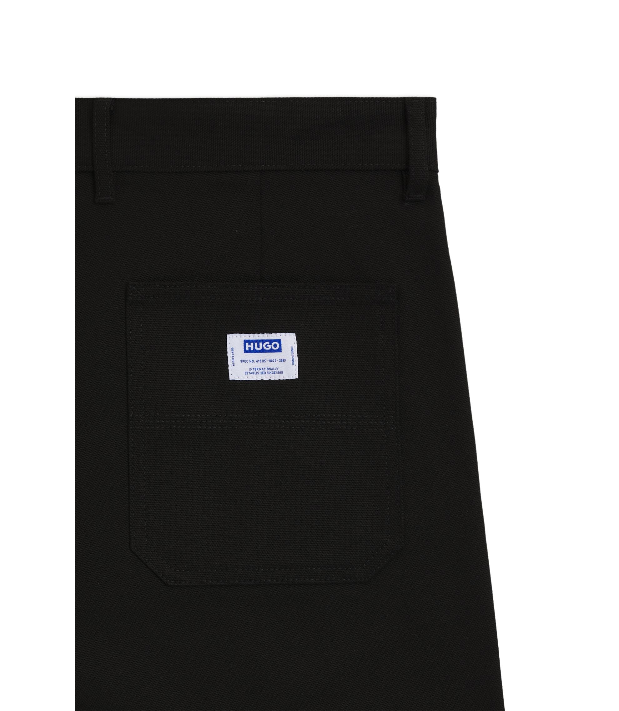 Hugo Regular Fit Trousers In Stretch Cotton Canvas Black