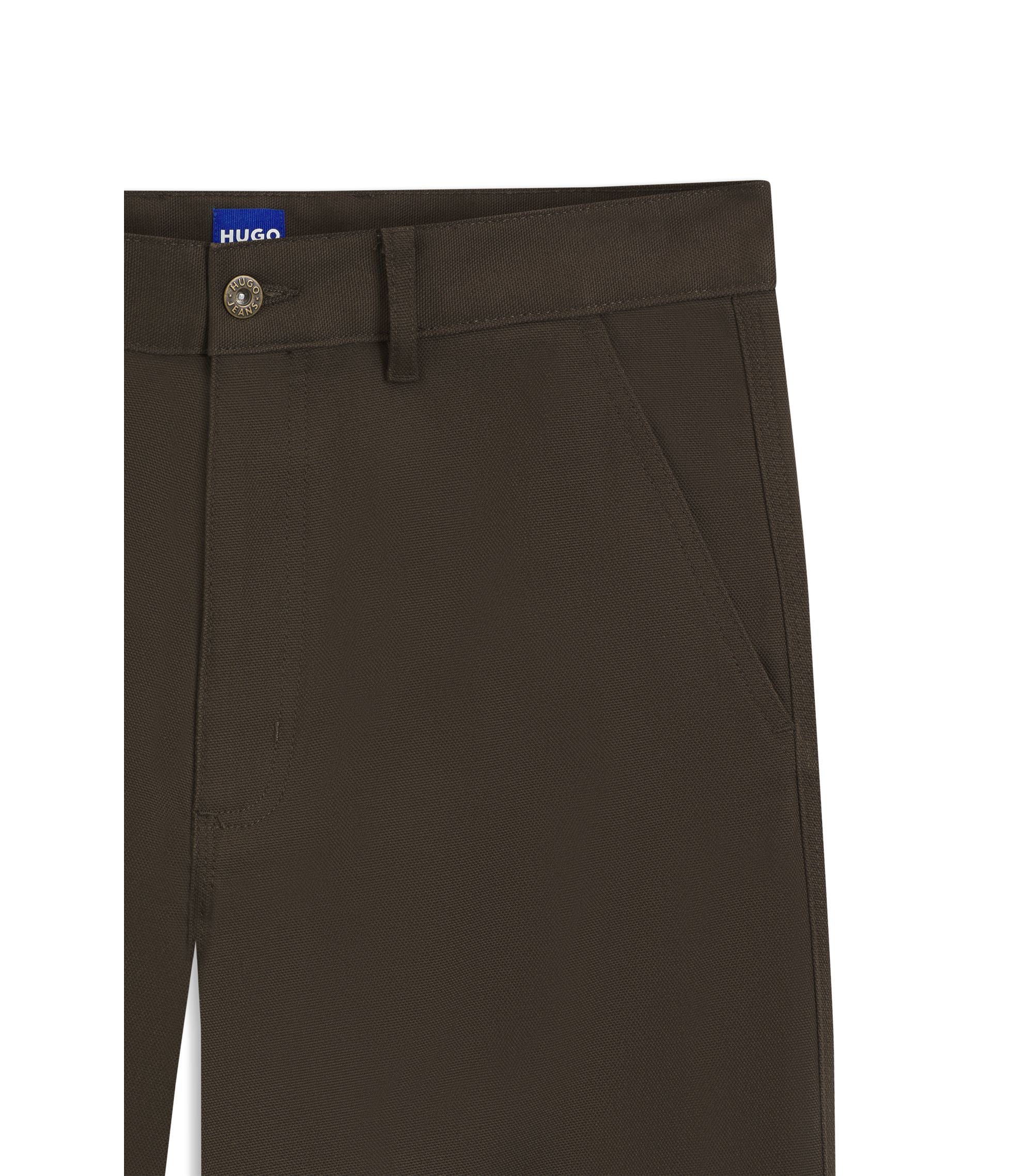 Hugo Regular Fit Trousers In Stretch Cotton Canvas Dark Brown
