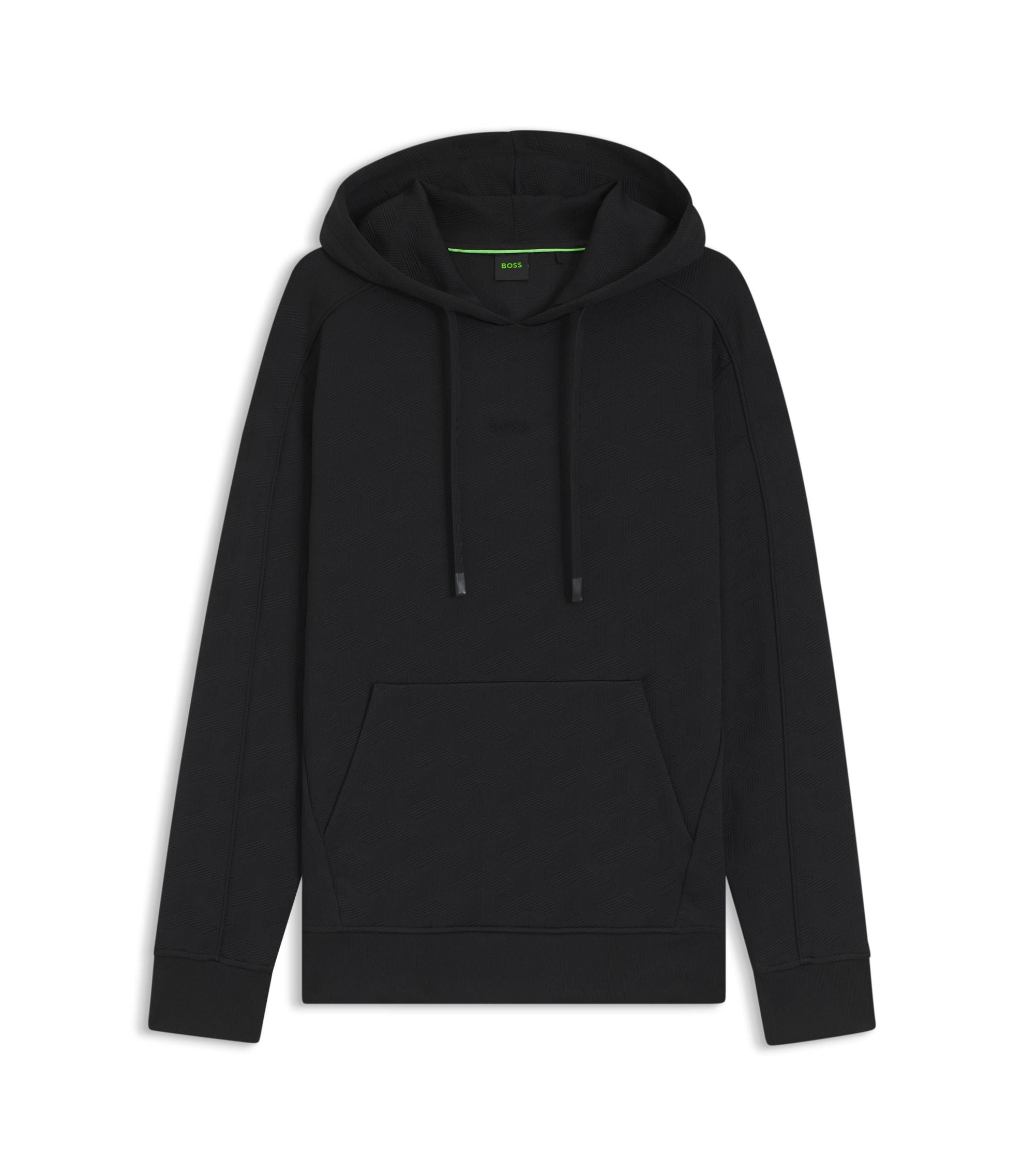Boss Quilted Jacquard Hoodie In A Regular Fit Black