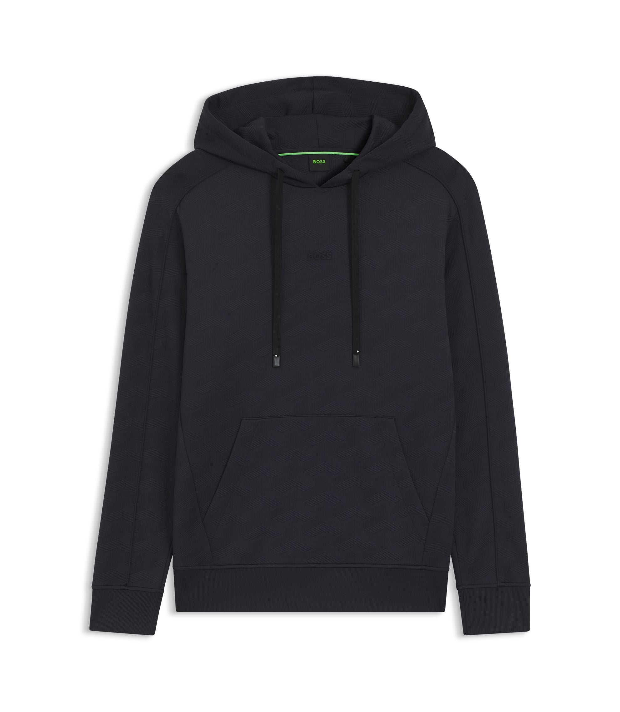 Boss Quilted Jacquard Hoodie In A Regular Fit Dark Blue