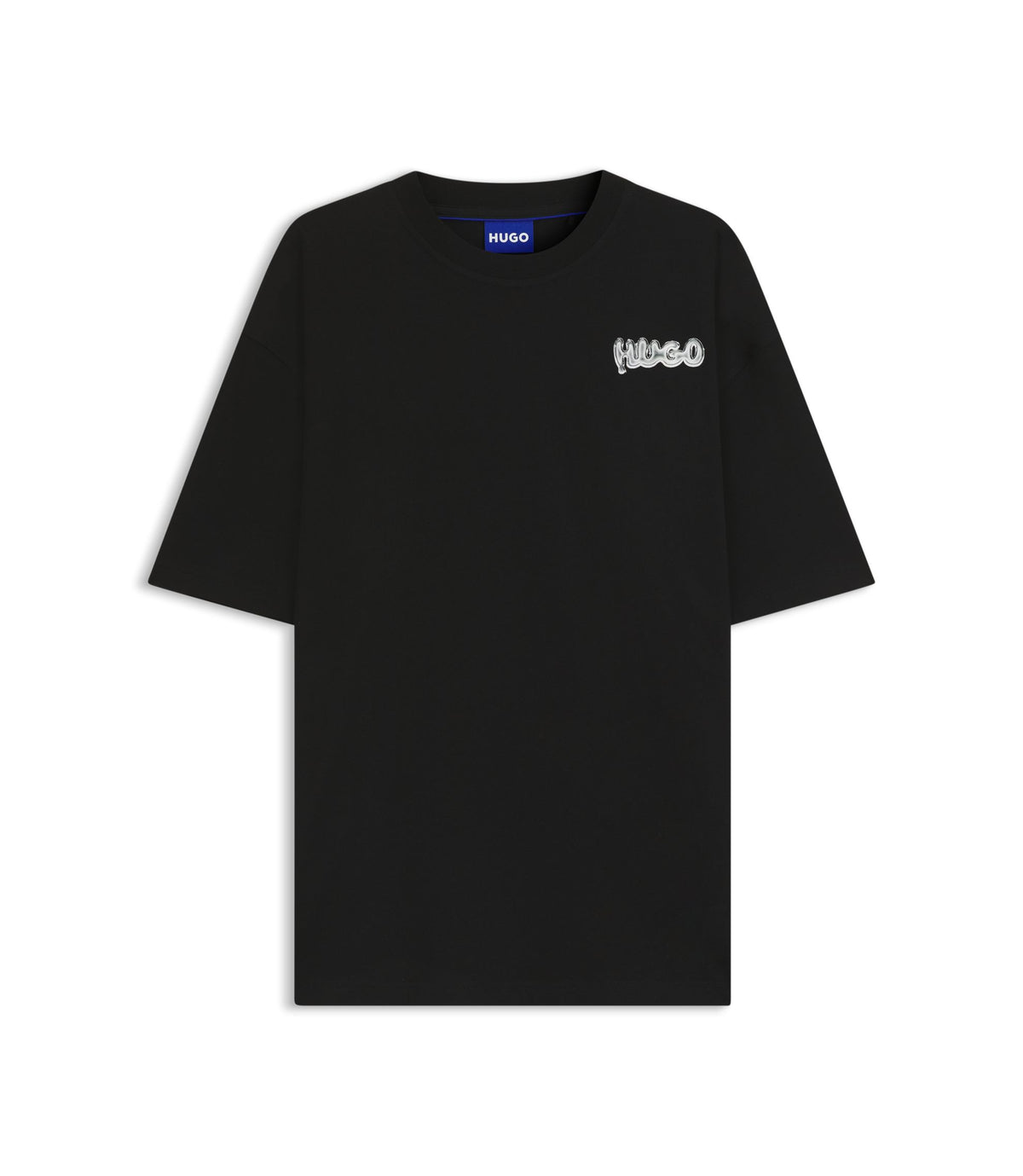Hugo Logo Print T Shirt In Cotton Jersey Black