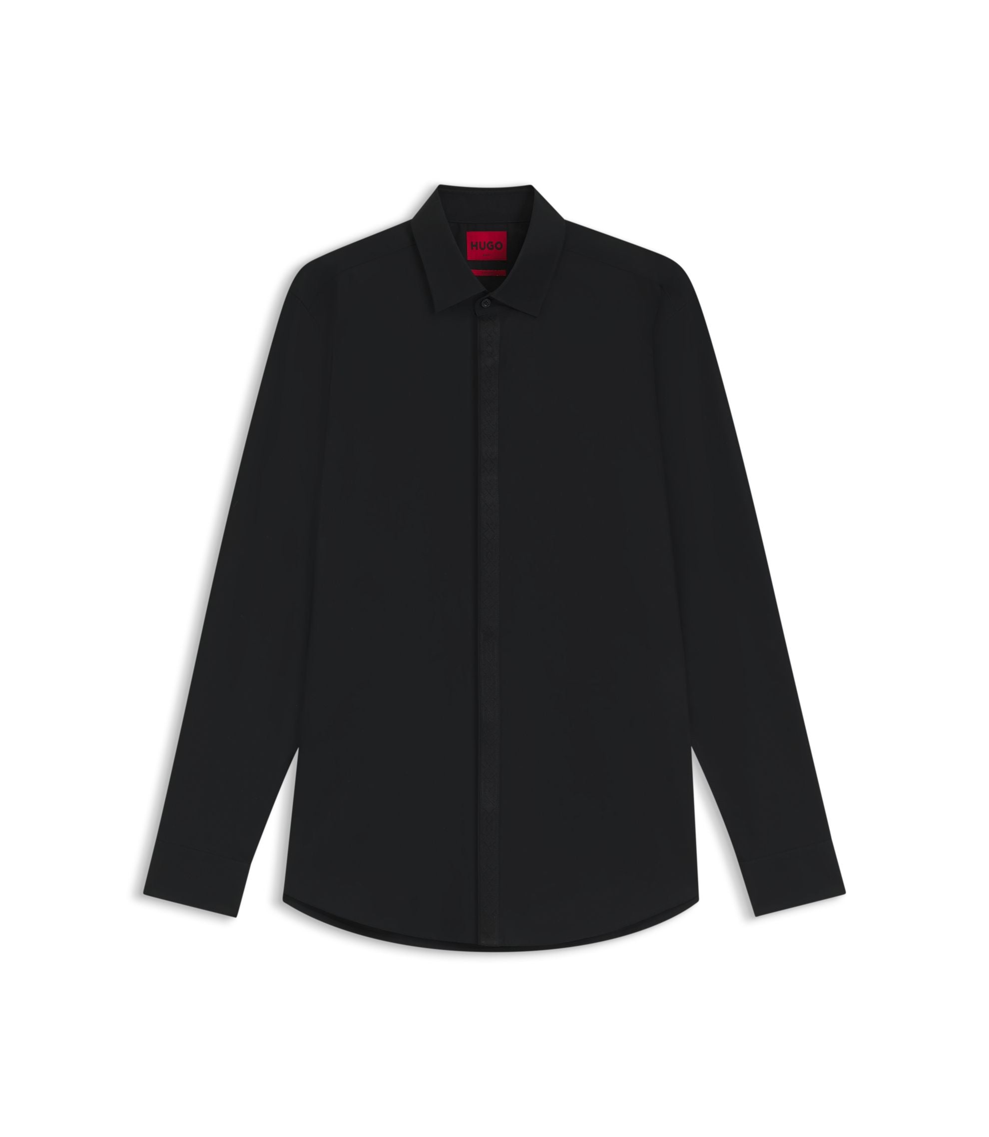 Hugo Easy Iron Slim Fit Shirt In Cotton Poplin Black