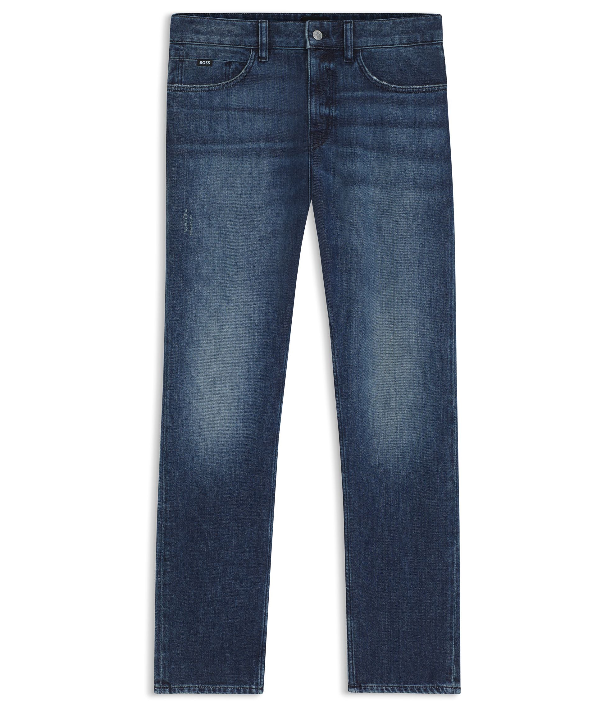 Boss Delaware Blue Slim Fit Jeans In Mechanical Stretch Denim Dark Blue