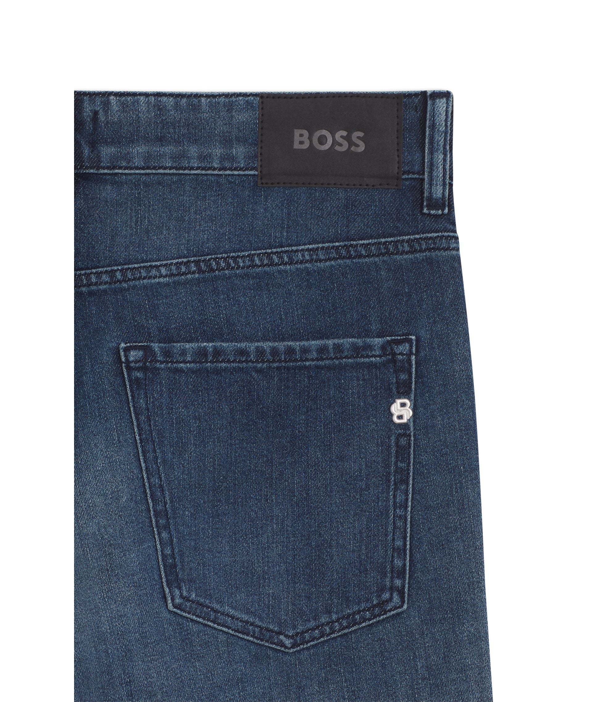 Boss Delaware Blue Slim Fit Jeans In Mechanical Stretch Denim Dark Blue
