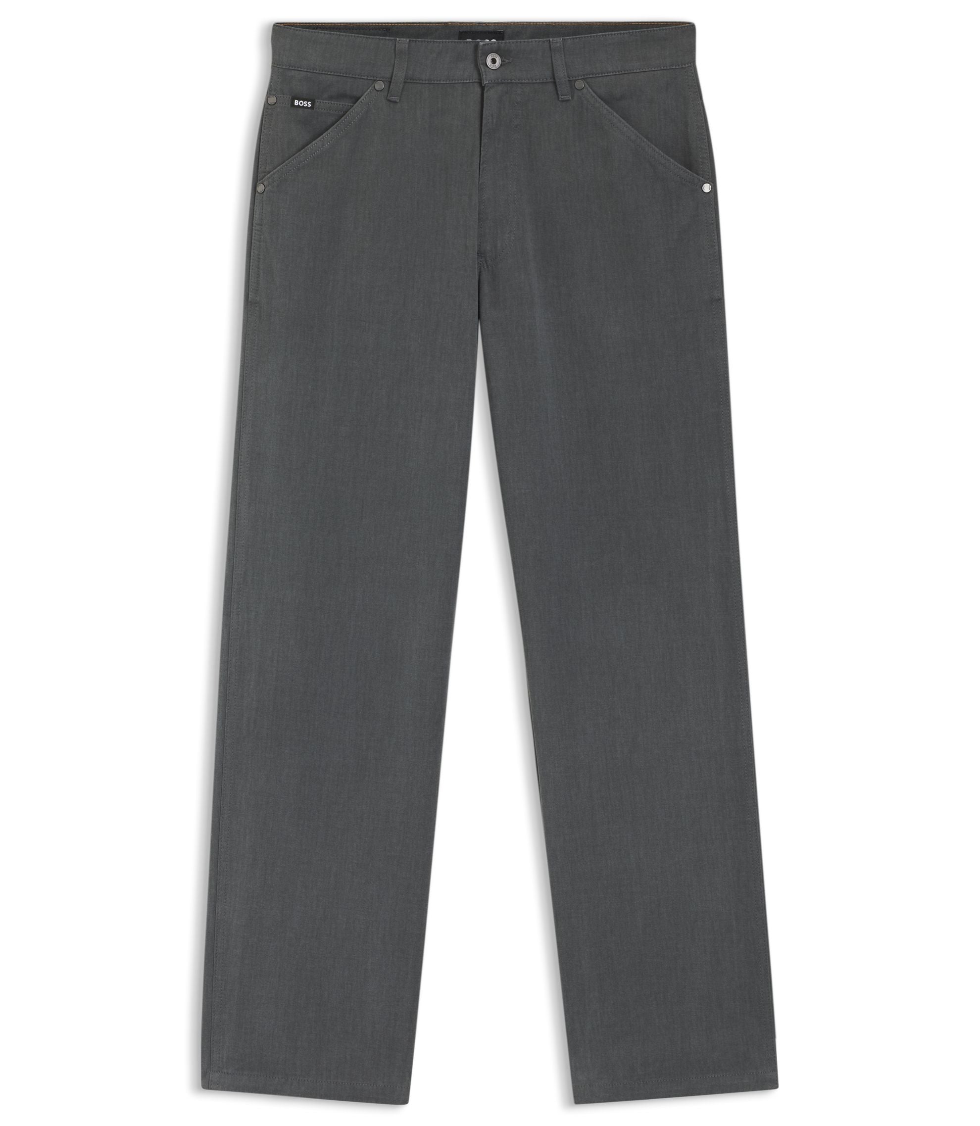 Boss Jeans In Melange Cotton Denim Grey