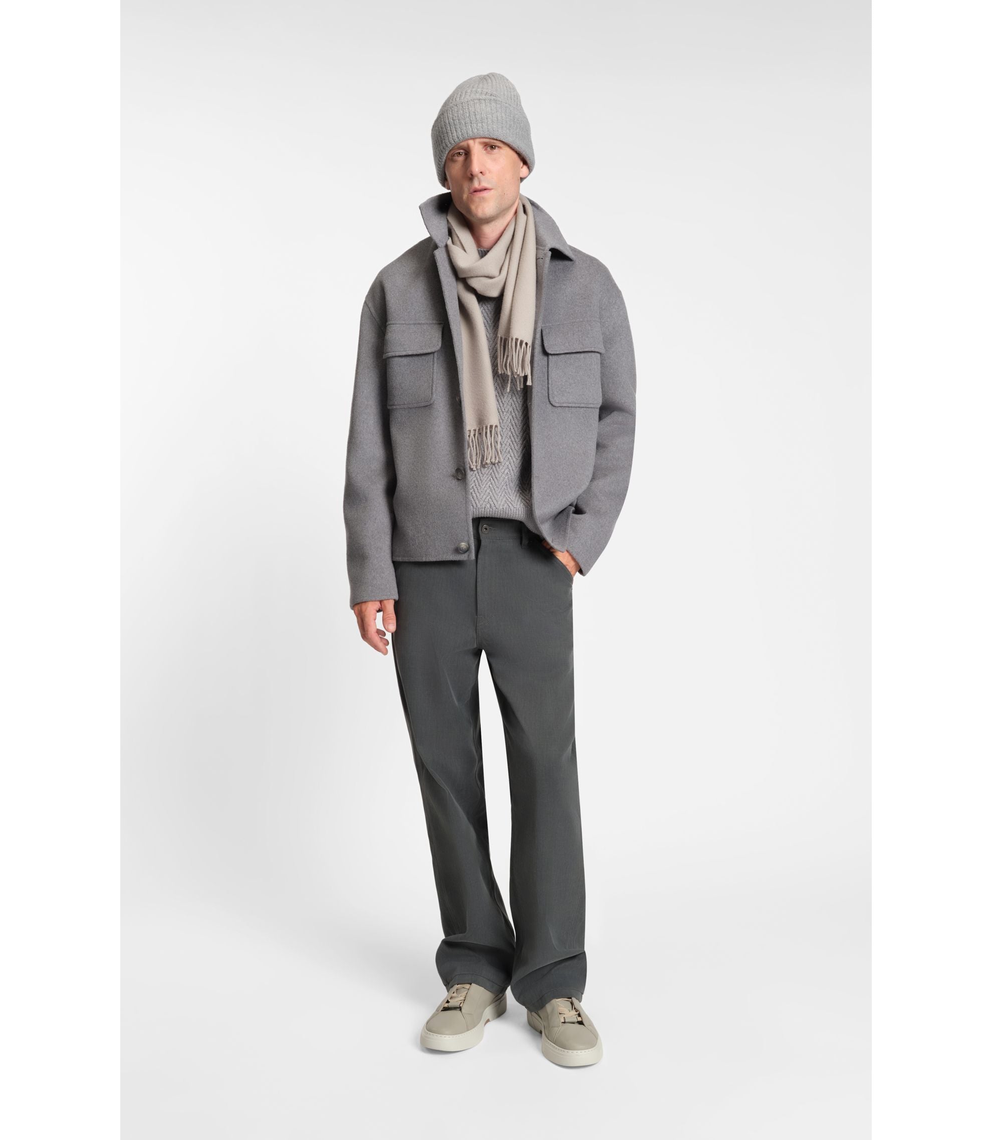 Boss Jeans In Melange Cotton Denim Grey