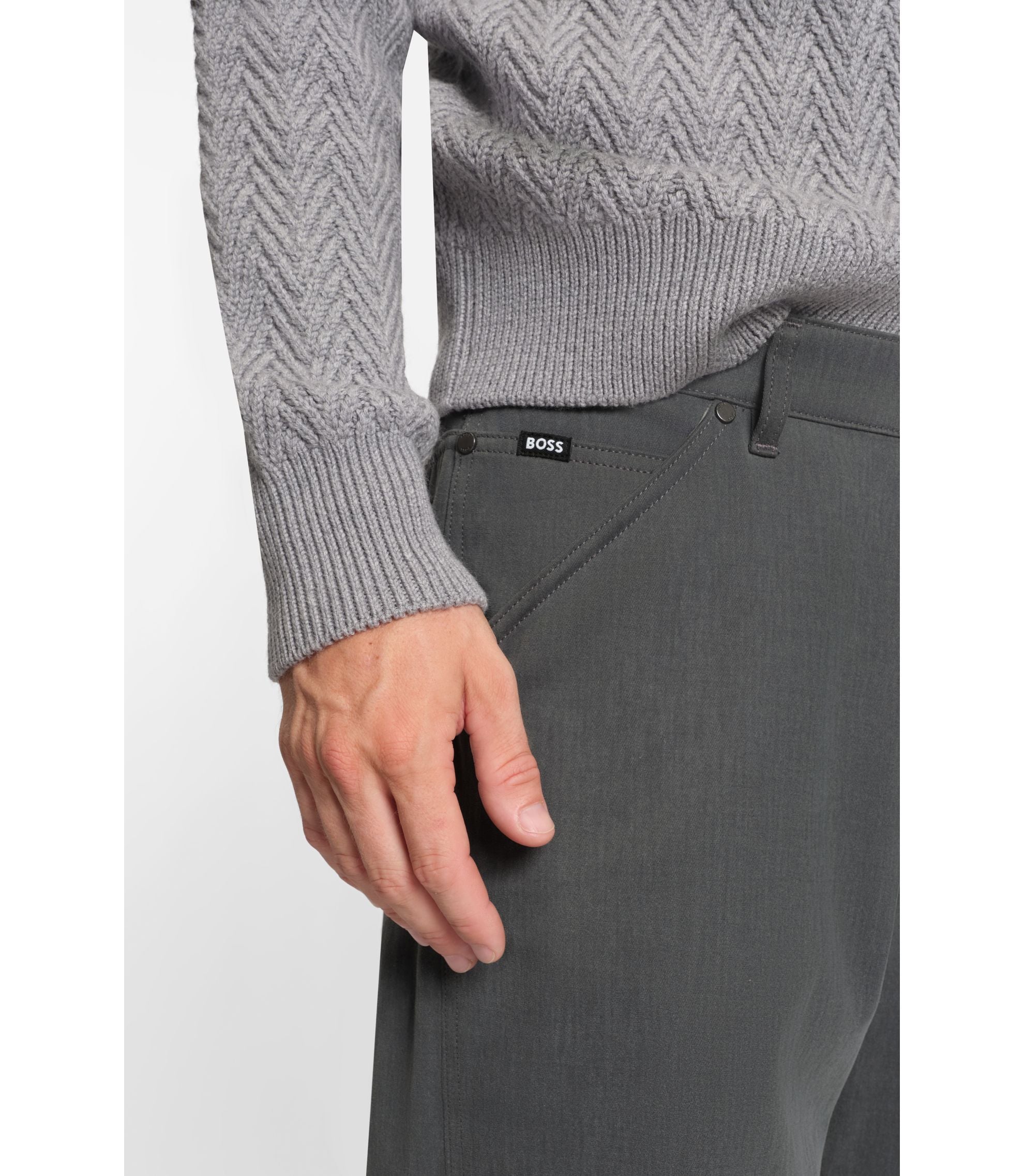 Boss Jeans In Melange Cotton Denim Grey