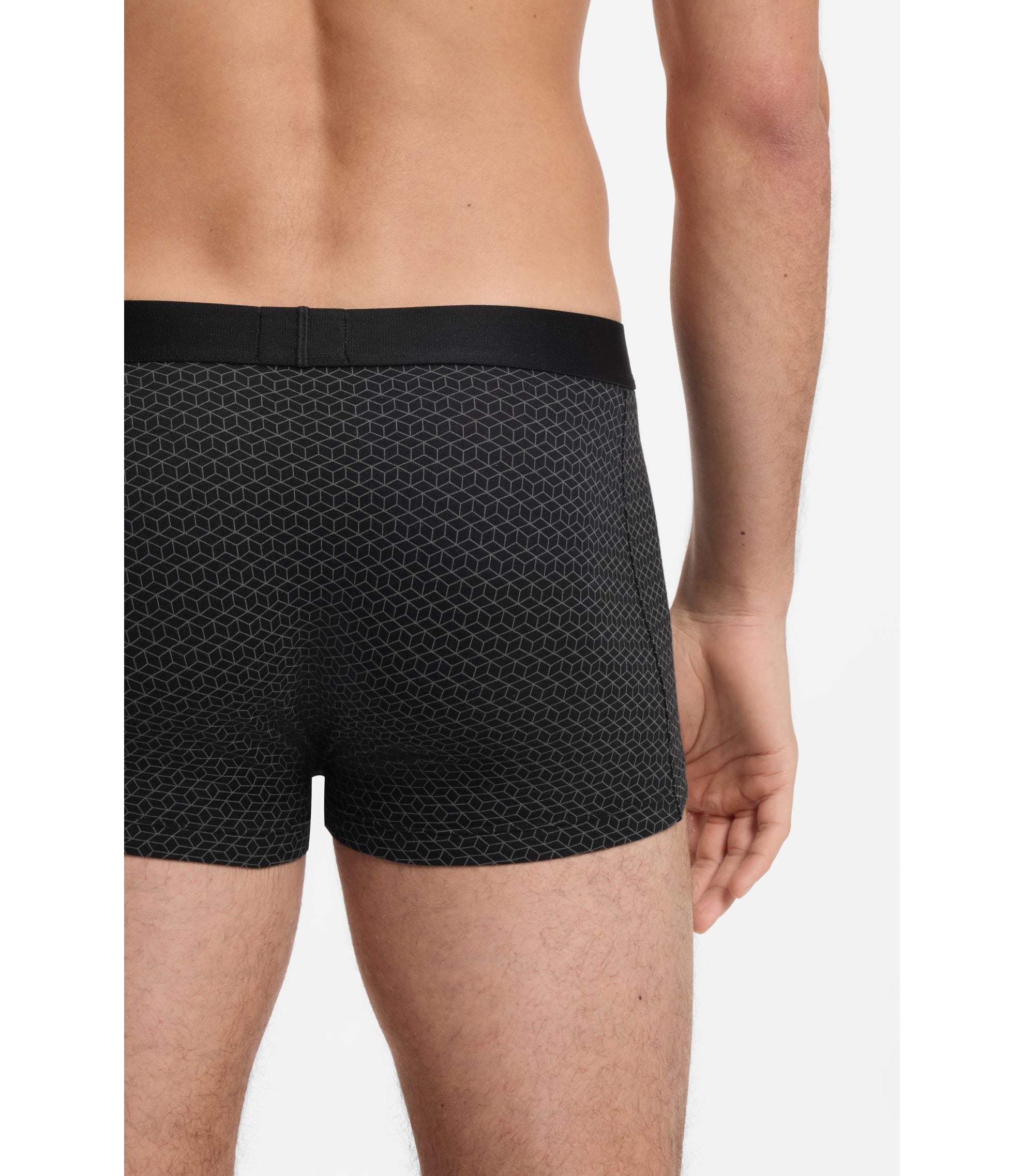 Boss Three Pack Of Stretch Cotton Trunks With Logos Light Grey